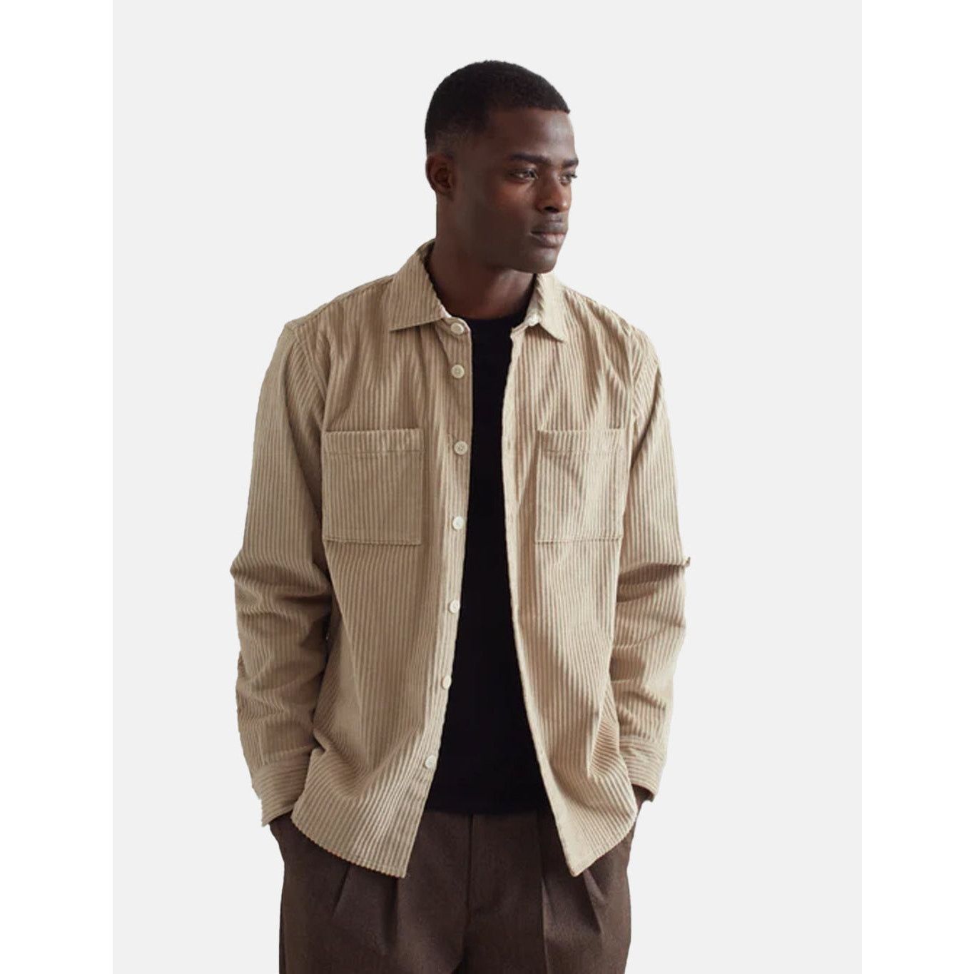 Wax London WAX LONDON Penn Cord Whiting Overshirt Sand Beige – Size XL Size US XL / EU 56 / 4 - 1 Thumbnail