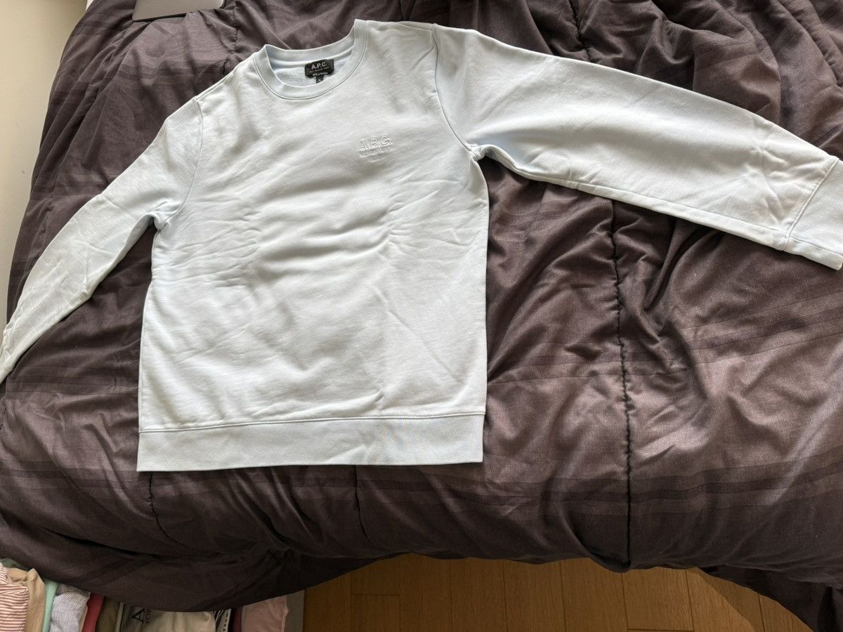 A.P.C. A.P.C. Light Blue Logo Crewneck Sweater Size US XL / EU 56 / 4 - 3 Thumbnail