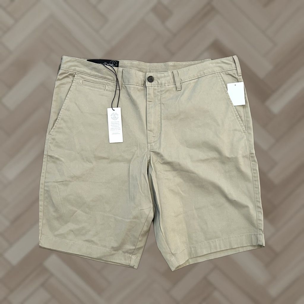 Treasure & Bond Treasure & Bond Mens Chino Shorts Flat Front Beige 38W Regular Cotton Blend Khaki Casual Shorts Mens 38 Beige Size US 38 / EU 54 - 1 Thumbnail