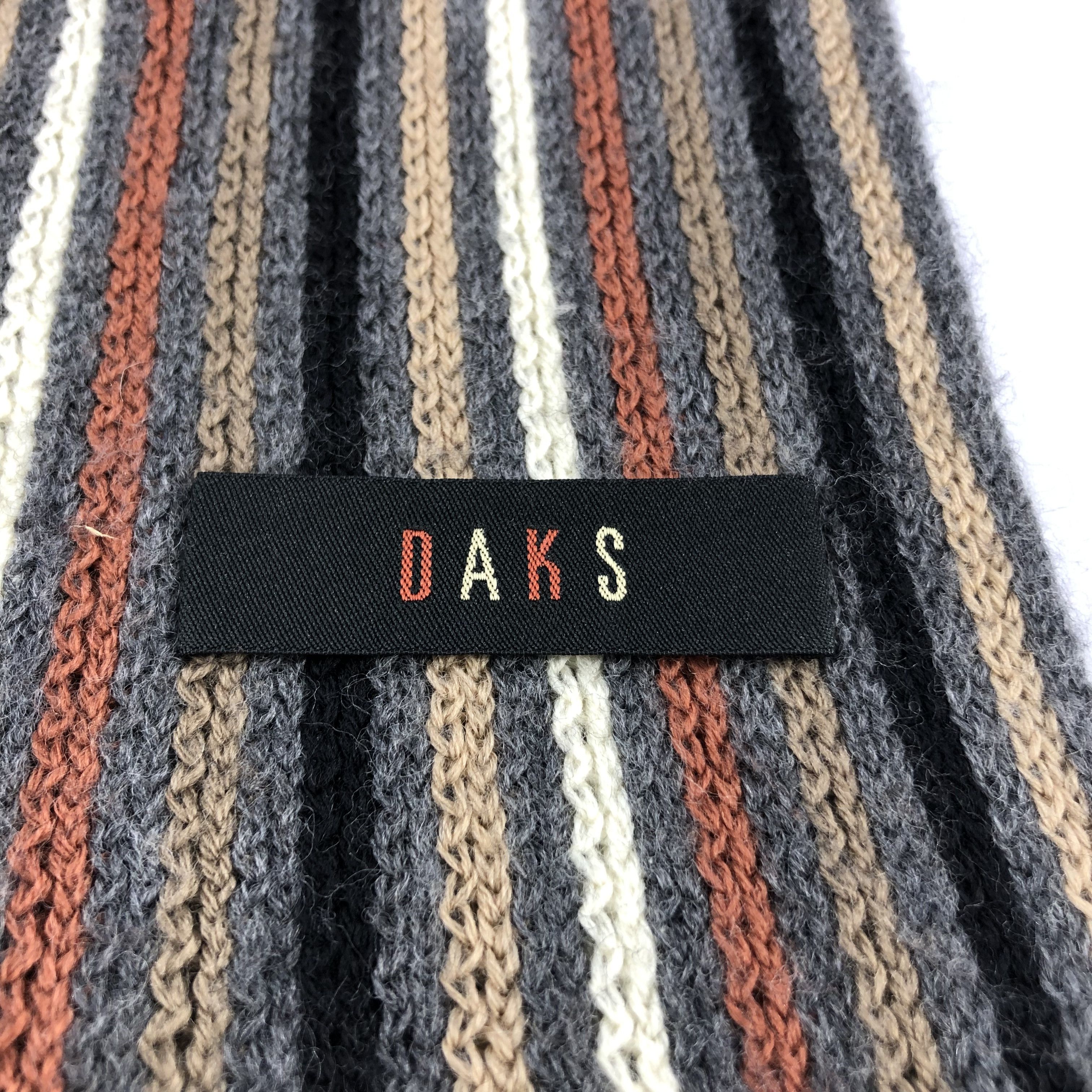 DAKS Daks Stripes Knit Wool Scarf Muffler V935 Size ONE SIZE - 4 Thumbnail