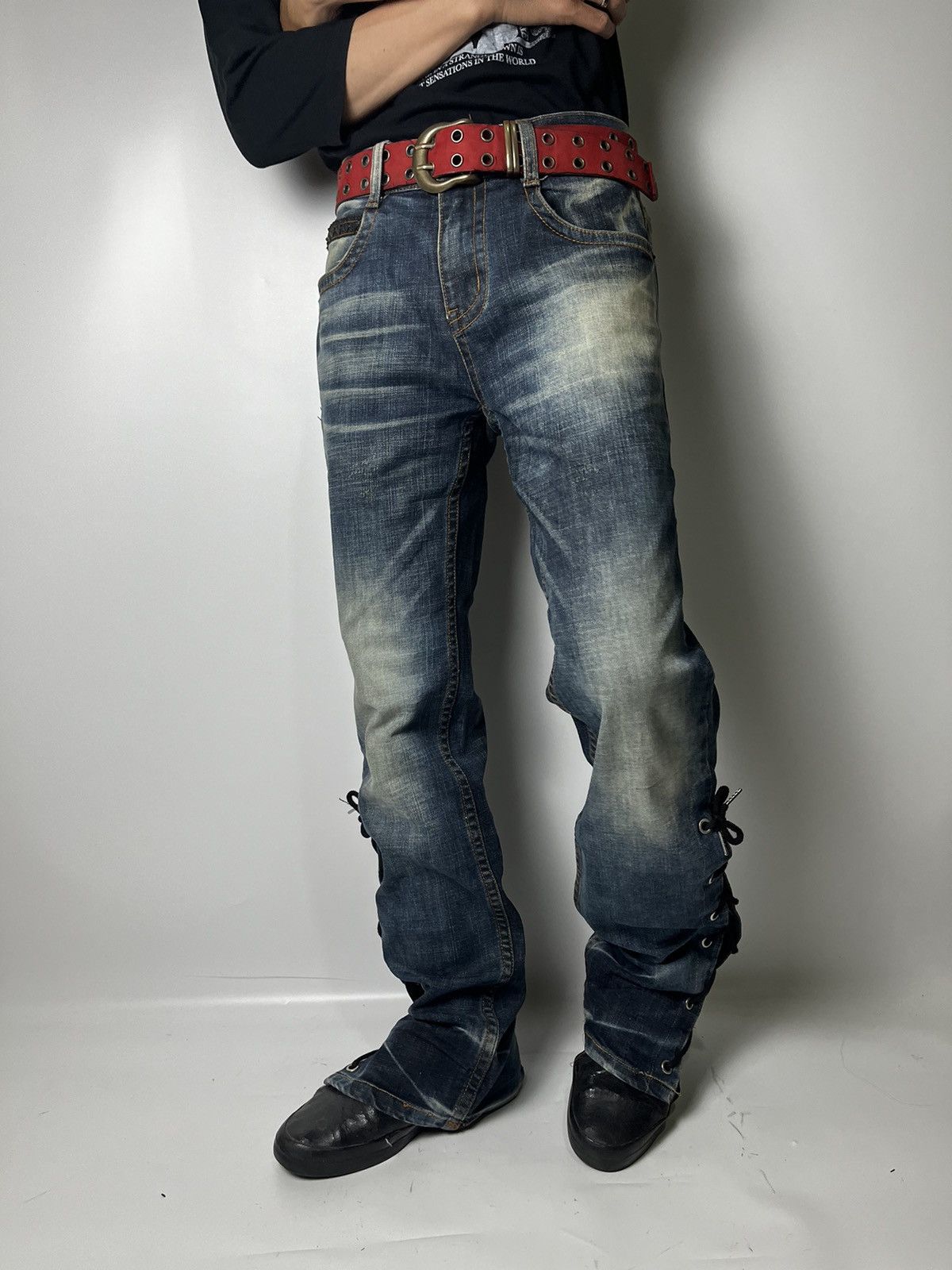 If Six Was Nine × Japanese Brand × Le Grande Bleu (L.G.B.) Lace up flare clouds72 jeans ifsixwasnine lgb style Size US 32 / EU 48 - 19 Thumbnail