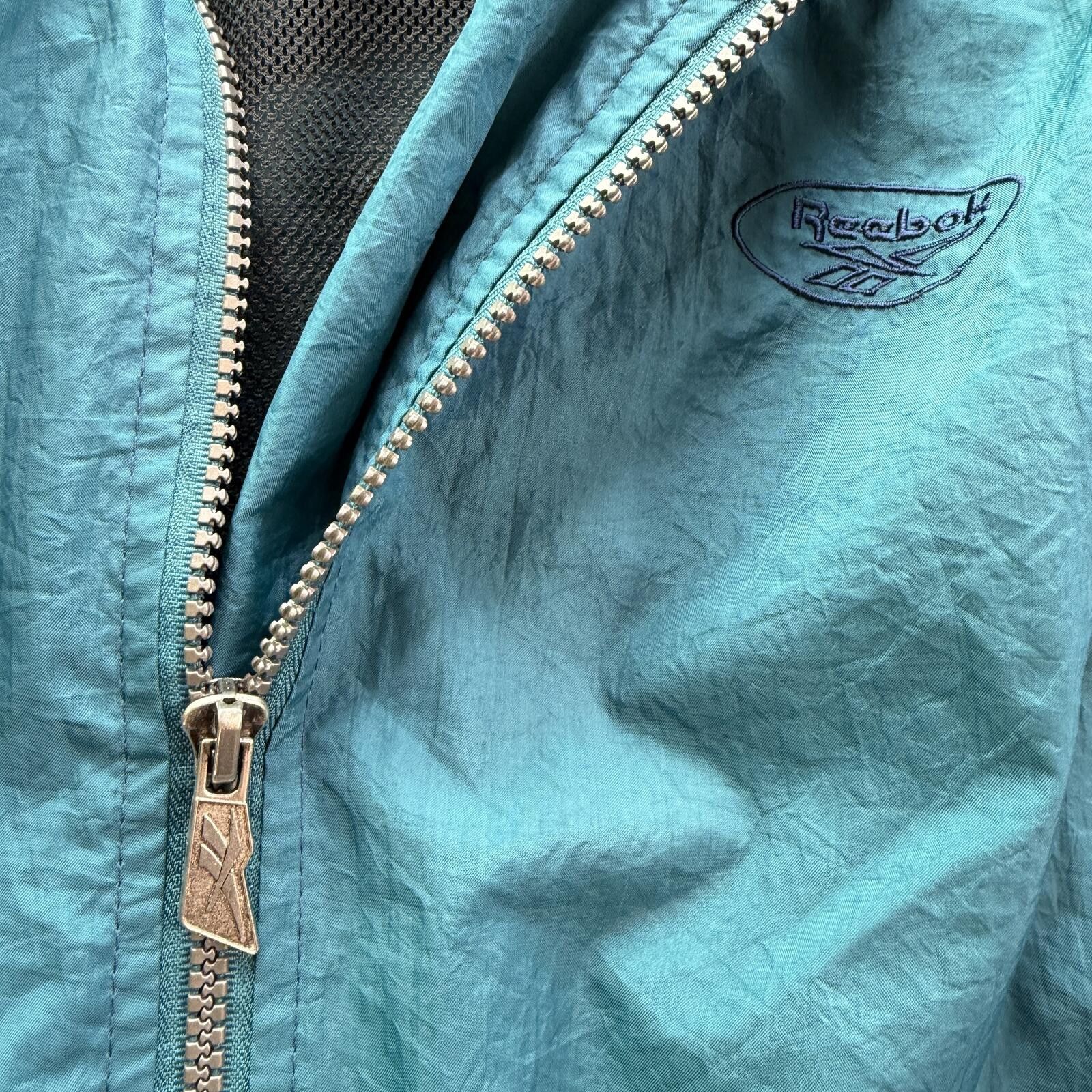 Reebok Vintage 90s Reebok Teal Nylon Windbreaker Jacket Womens L Size L / US 10 / IT 46 - 5 Thumbnail