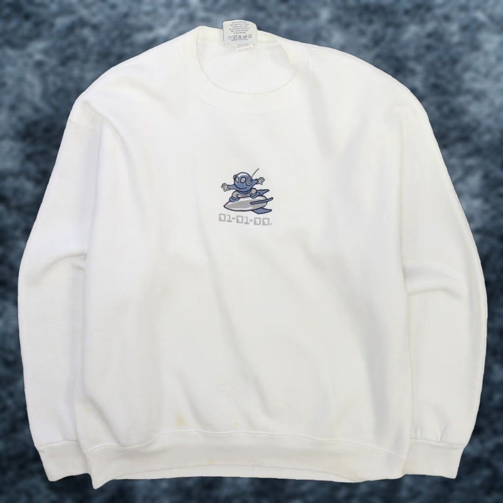 Vintage Lee Crewneck Sweatshirt Size Large Men White Cotton Jersey