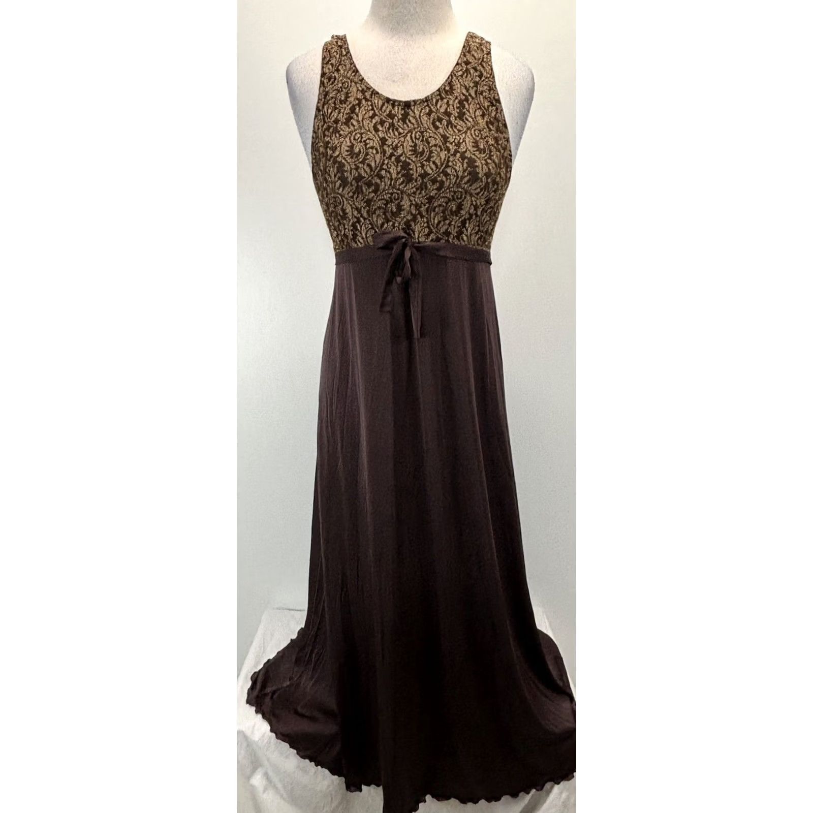 Vintage VINTAGE Shadowline Nightgown Women’s M Chocolate Brown Nylon Long Made USA Nightgown Womens M Brown 1970s Retro Sleepwear Mens Girls? Size ONE SIZE - 2 Thumbnail