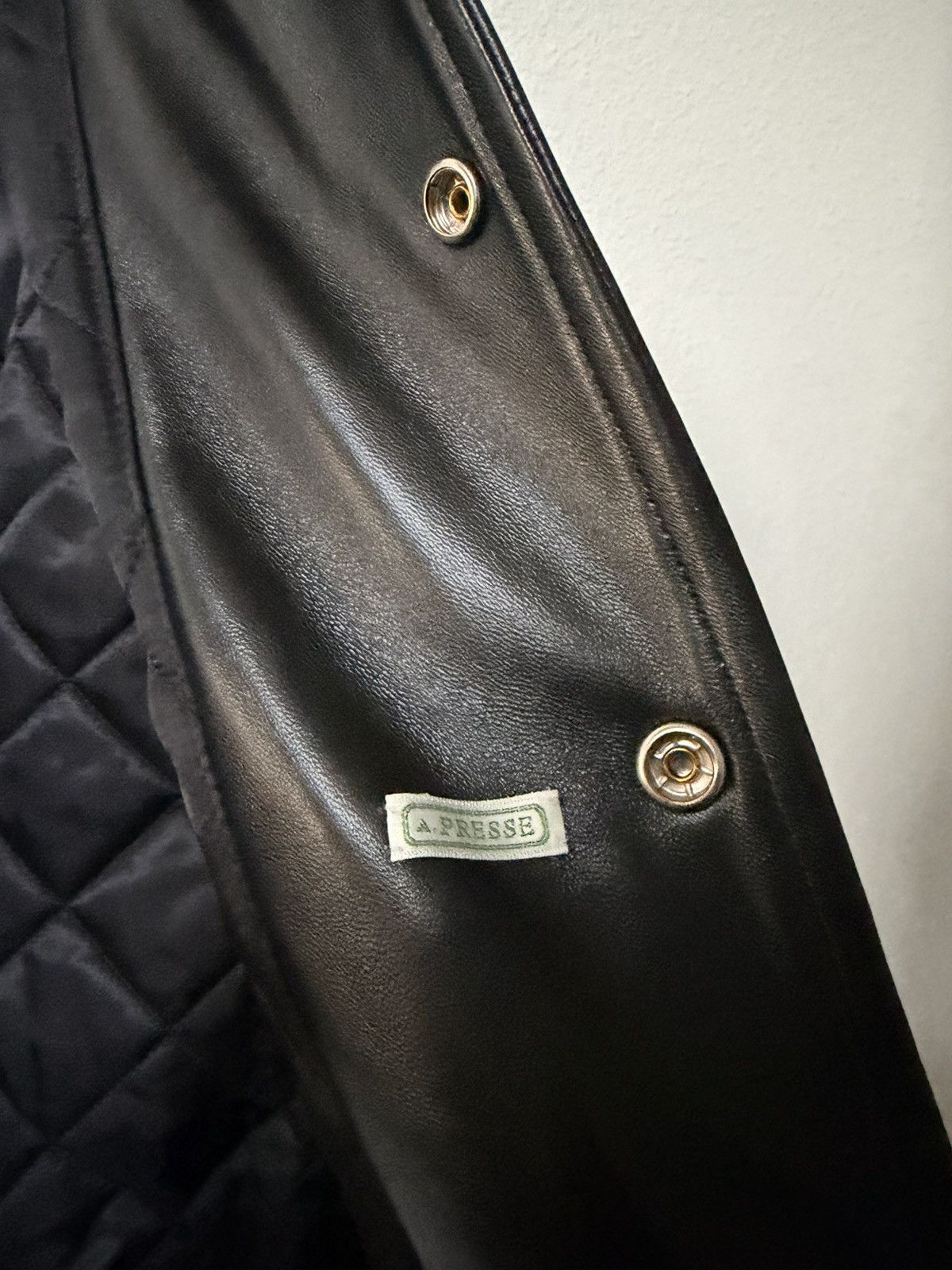 A.PRESSE Black leather award varsity jacket size 3 Size US L / EU 52-54 / 3 - 5 Thumbnail
