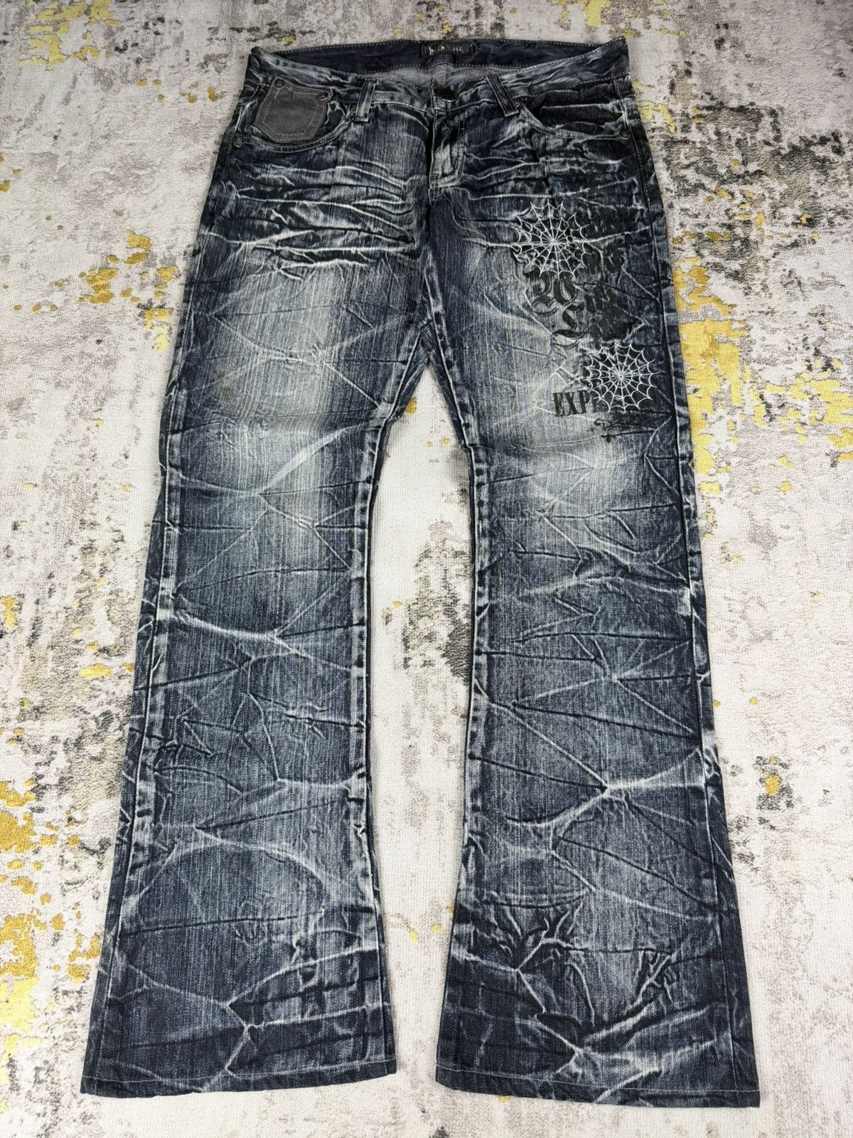 Tornado Mart 90s Vintage Flared Wild Life Clawmark Mudwash Jeans Size US 32 / EU 48 - 1 Thumbnail