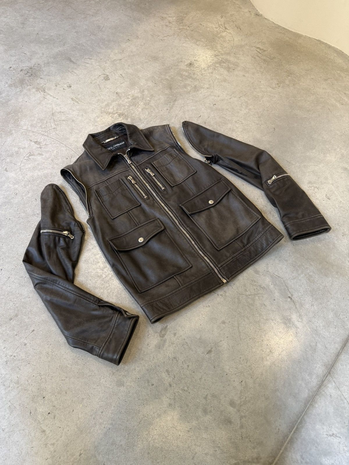 Dolce & Gabbana Archive Dolce & Gabbana Convertible Multi-Zip Leather Jacket Size US M / EU 48-50 / 2 - 6 Thumbnail