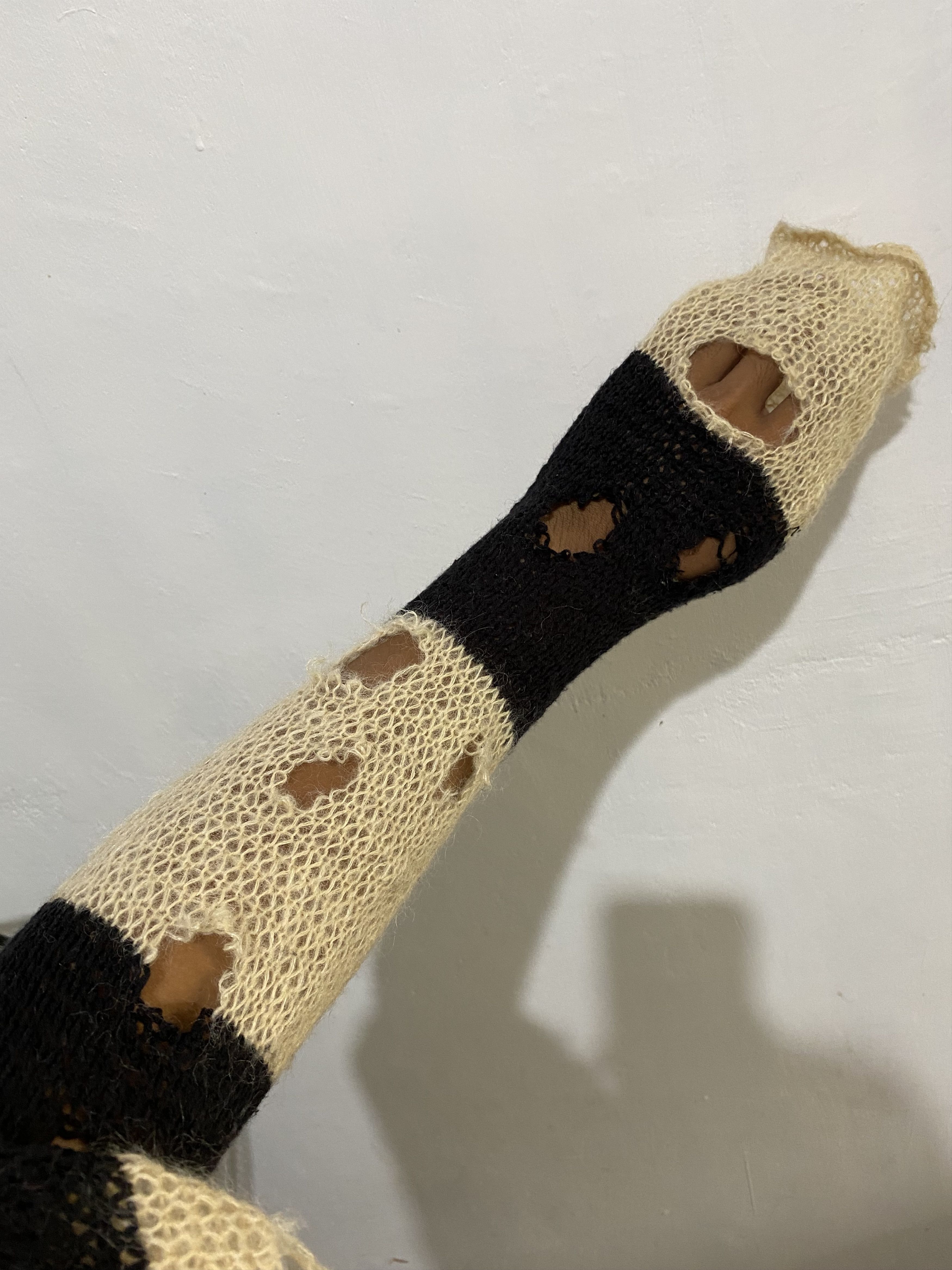 Beauty Beast Japanese Cdg style STE distressed fishnet stripe knit Size US M / EU 48-50 / 2 - 8 Thumbnail