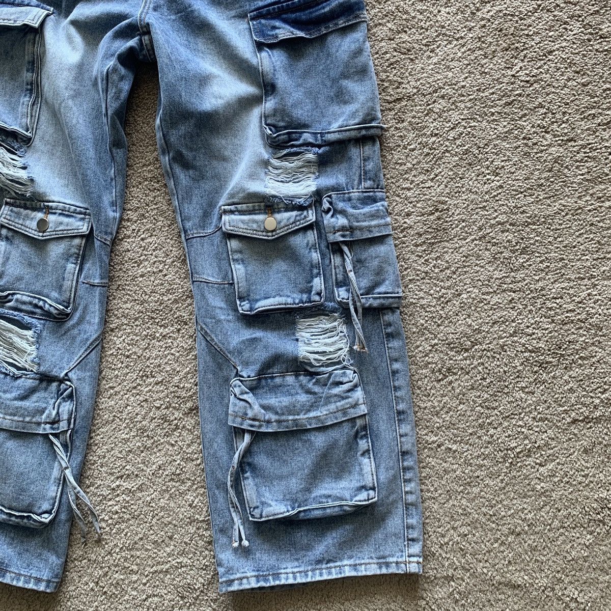 Other Autumn Casual Distressed Multi-Pocket Denim Wide Leg Cargo Size US 36 / EU 52 - 3 Thumbnail