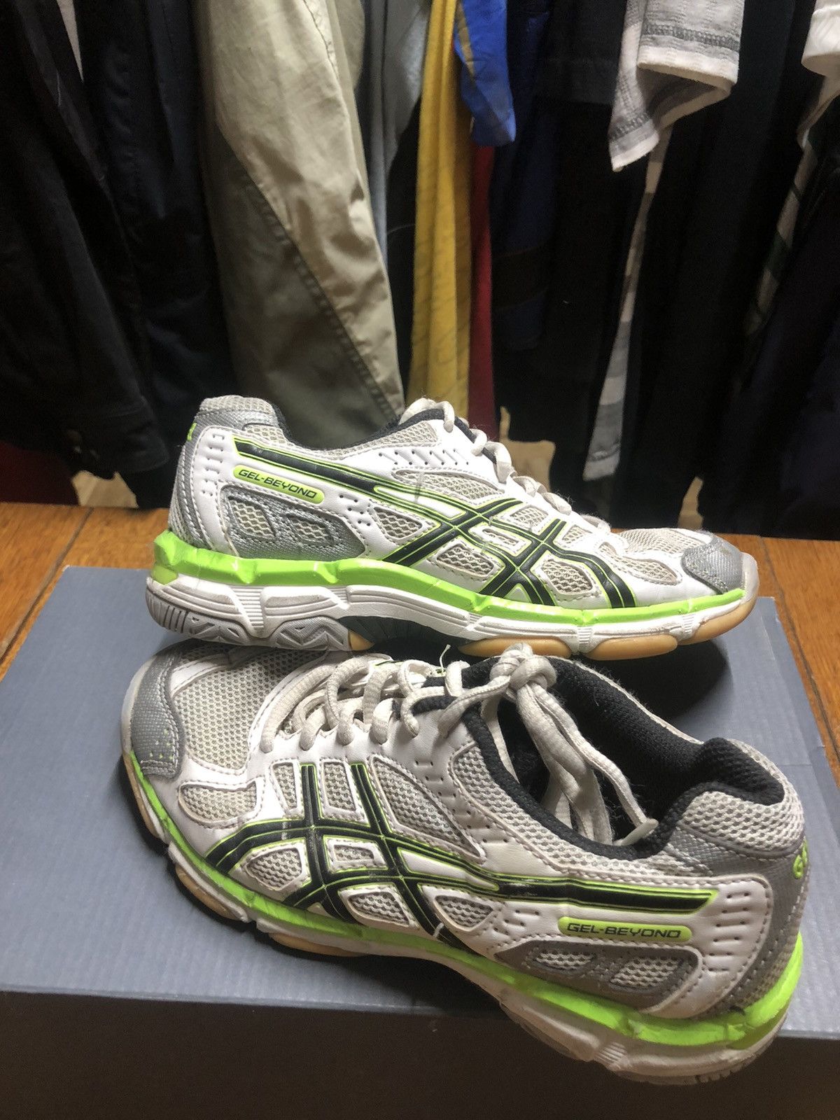 image of Asics Gel-Beyond Archive Streetstyle Fashion Sneakers Y2K in Grey/White/Green, Women's (Size 4)