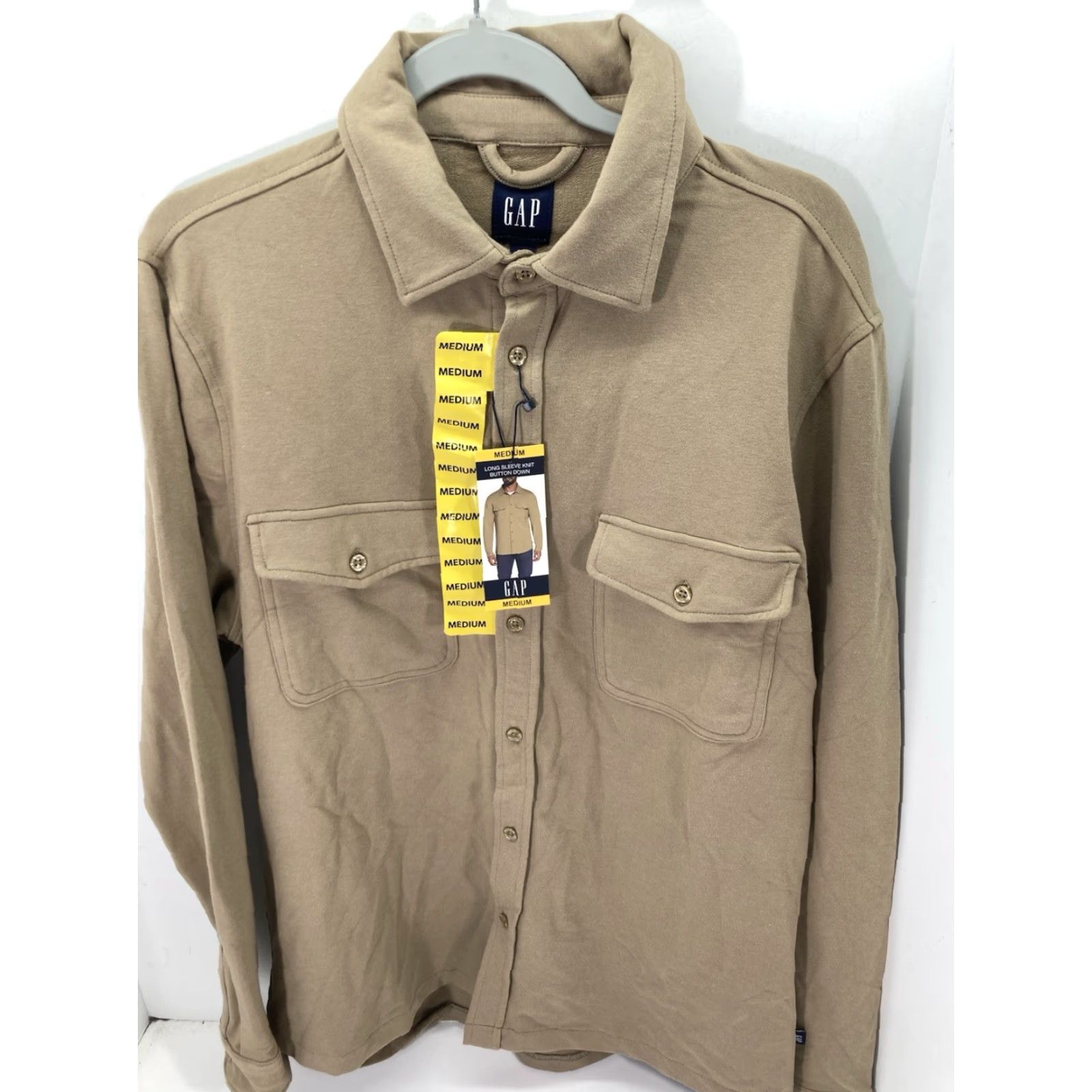 Gap Gap Shirt Men Medium Brown Button Long Sleeve Cotton Blend Knit Stretch NWT Size US M / EU 48-50 / 2 - 2 Thumbnail