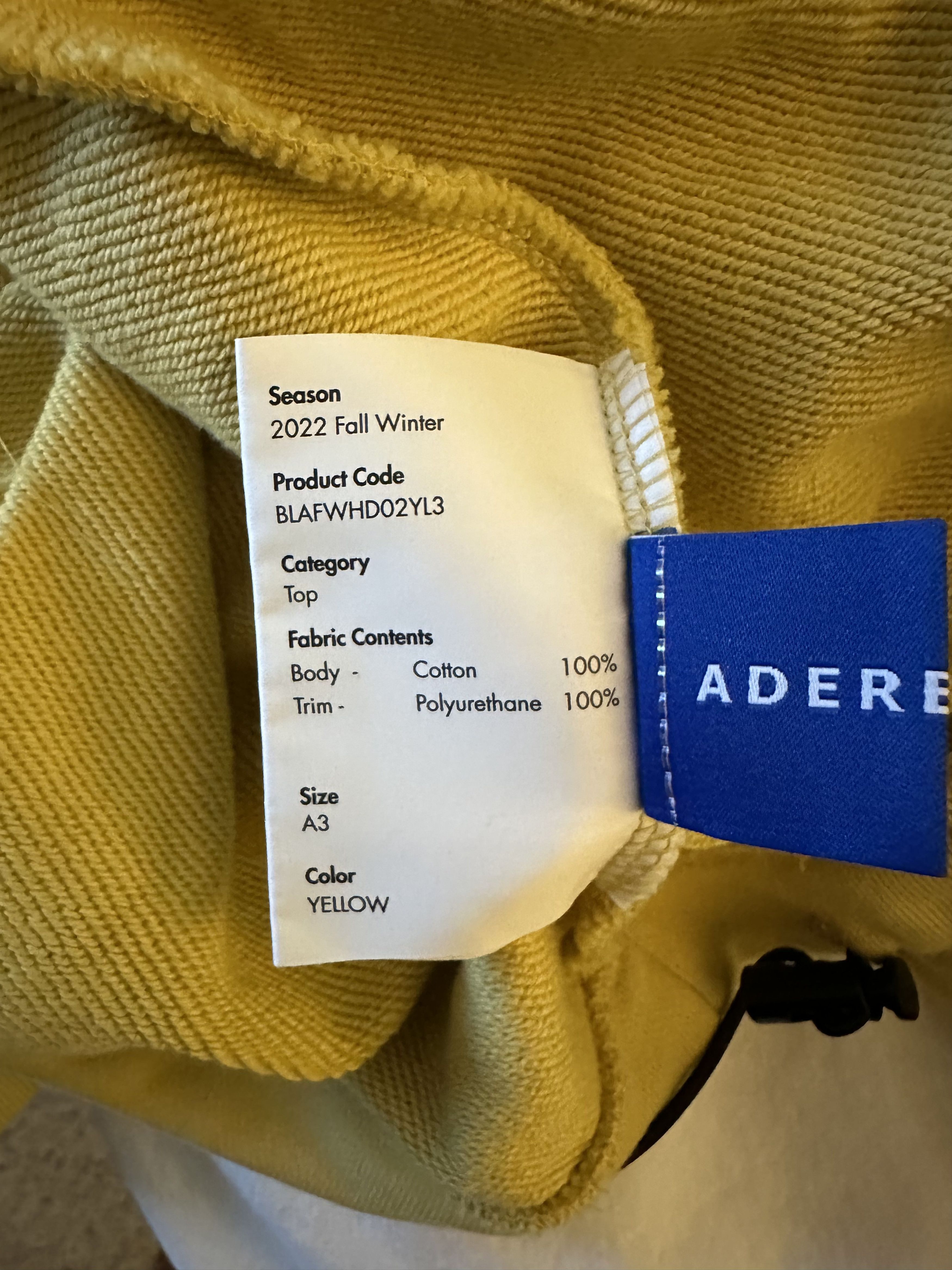 Ader Error Ader Error Yellow Heavy Hoodie Size US L / EU 52-54 / 3 - 5 Thumbnail
