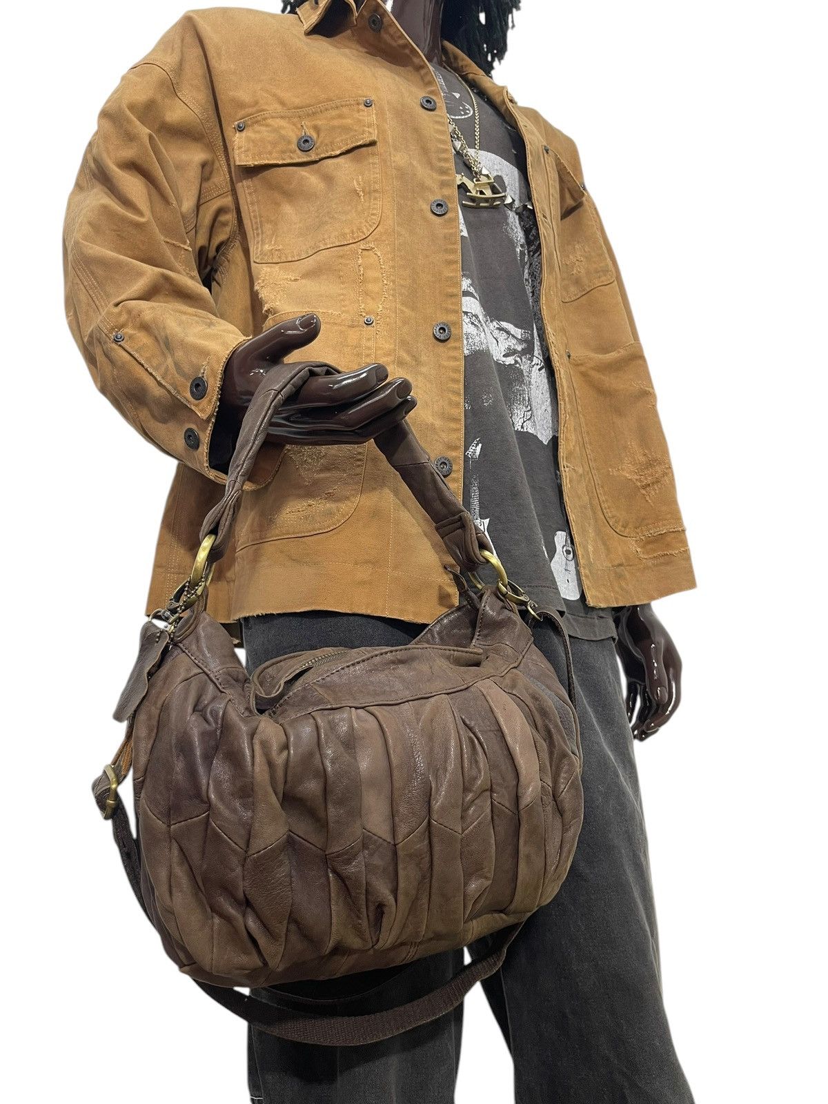 Full Leather Janis Market Pleated Hand Shoulder Bag 1🟩6