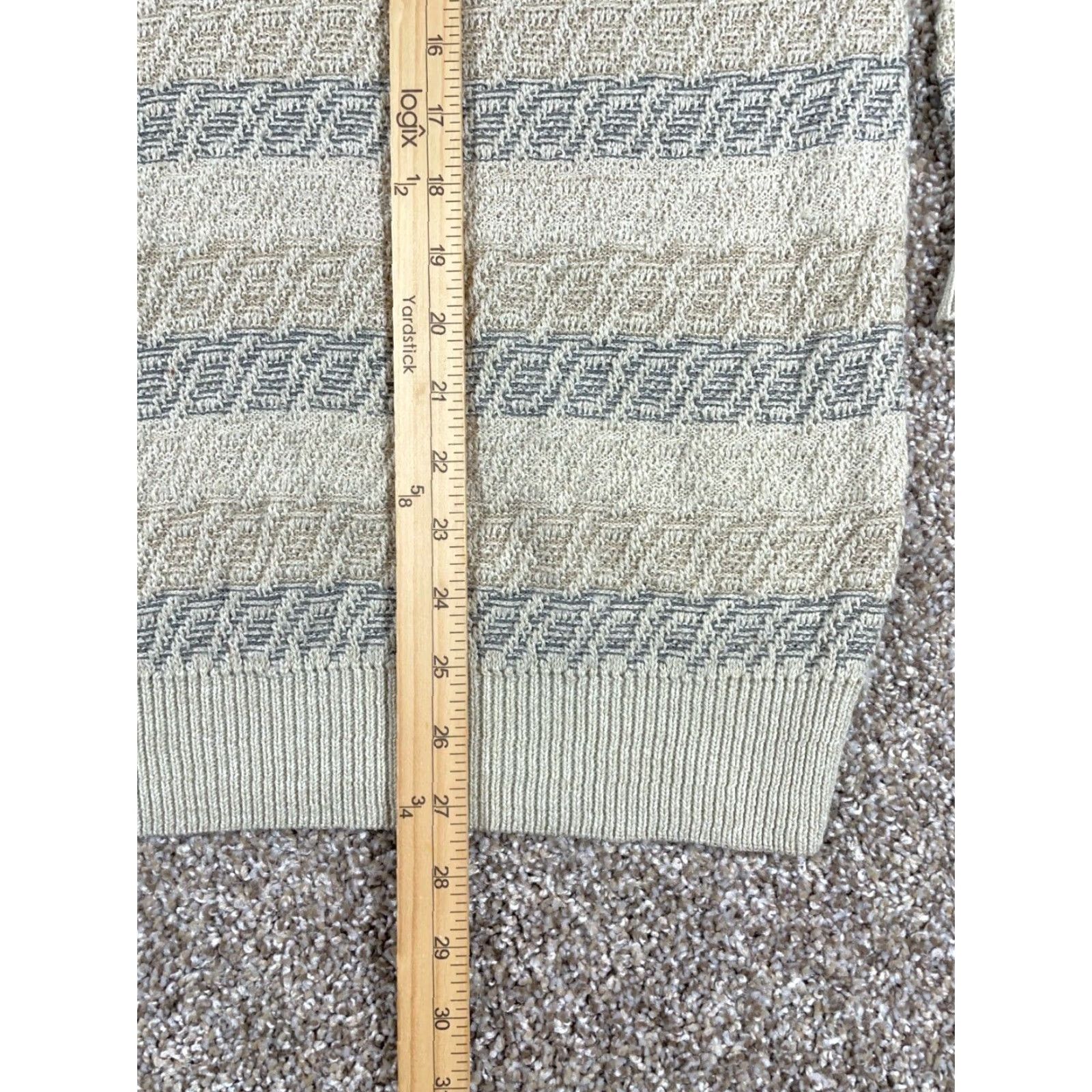 Jantzen VINTAGE Jantzen Striped Sweater Adult Large Light Gray Blue Chunky-Knit 90s Mens Size US L / EU 52-54 / 3 - 7 Thumbnail