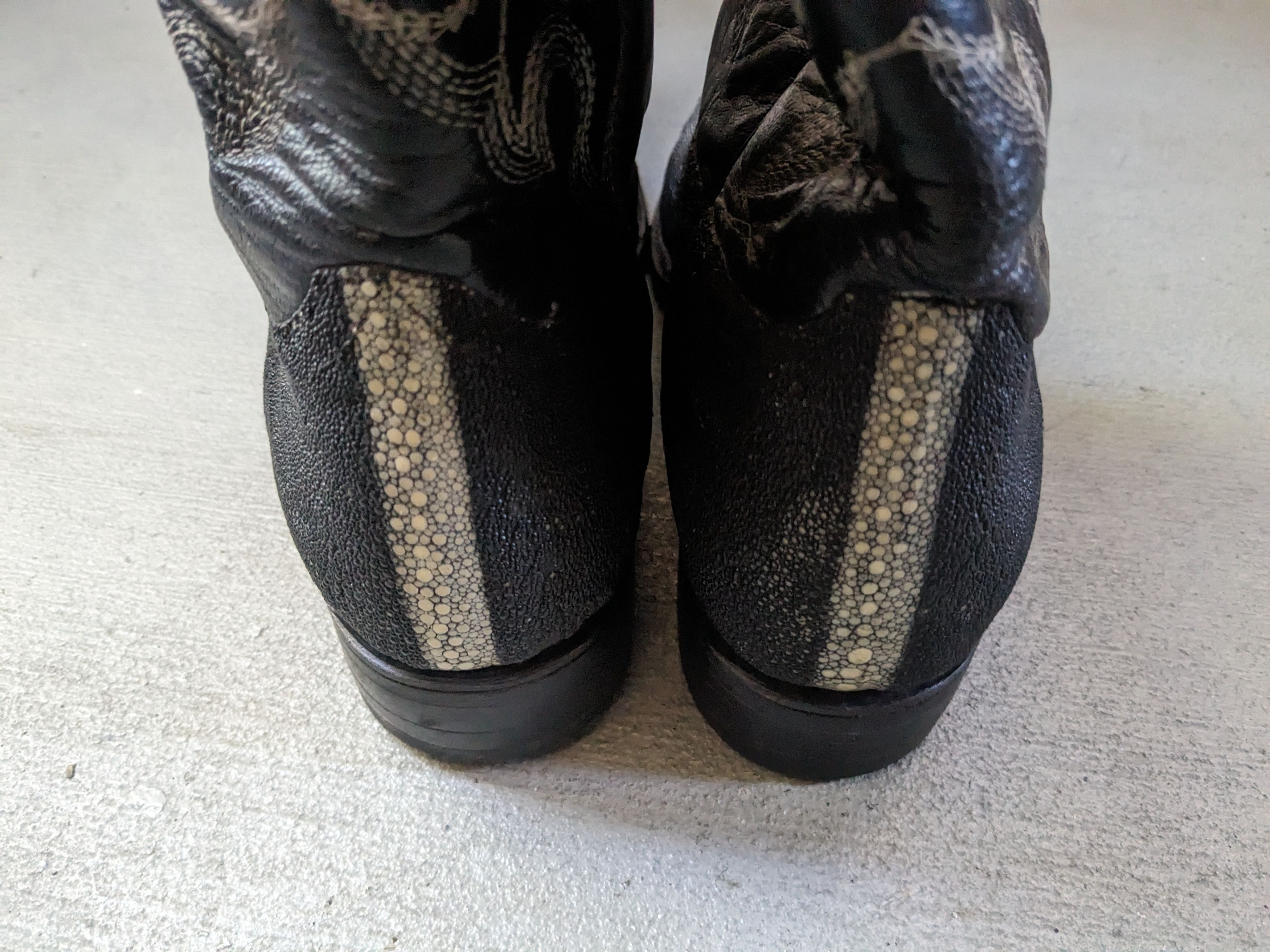 Vintage Black Stingray Cowboy Boots Leather 9.5 Botas Mexico Size US 9.5 / EU 42-43 - 17 Thumbnail