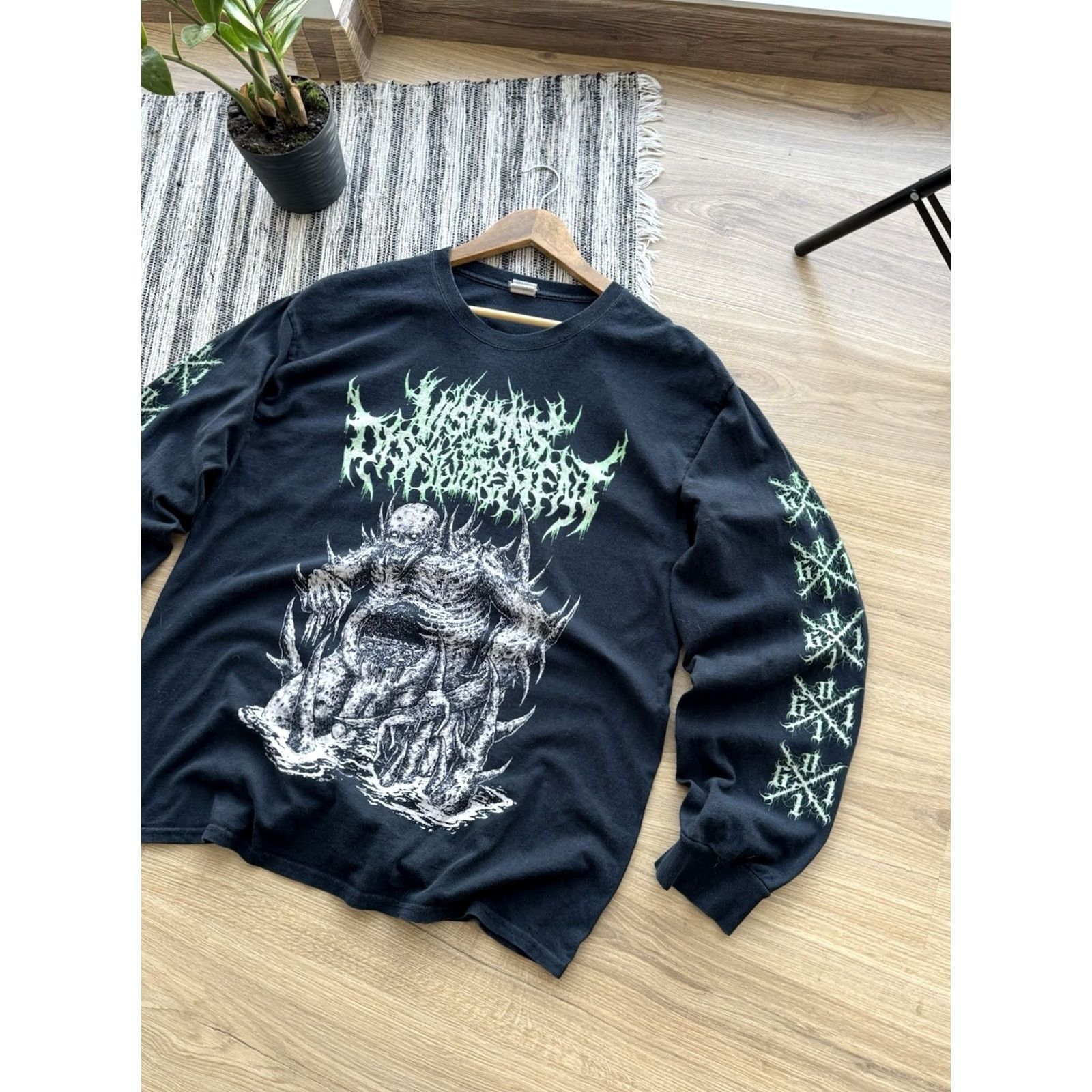 Gildan VINTAGE Abhorrent Extinction Long Sleeve Death Metal Band Shirt Sided Print L Mens Black 80s Rock Megadeth Merch Realness Size US L / EU 52-54 / 3 - 3 Thumbnail