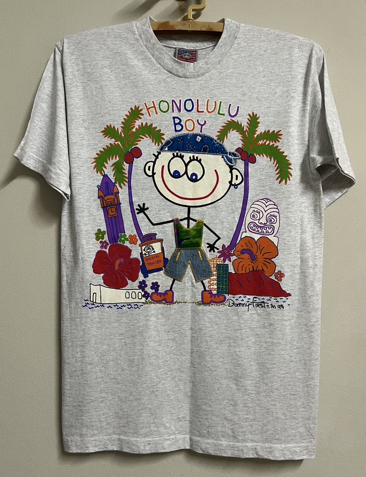 Other Vintage 90s Honolulu Boy Tee USA Applique Graphic ( Size US M / EU 48-50 / 2 - 2 Thumbnail