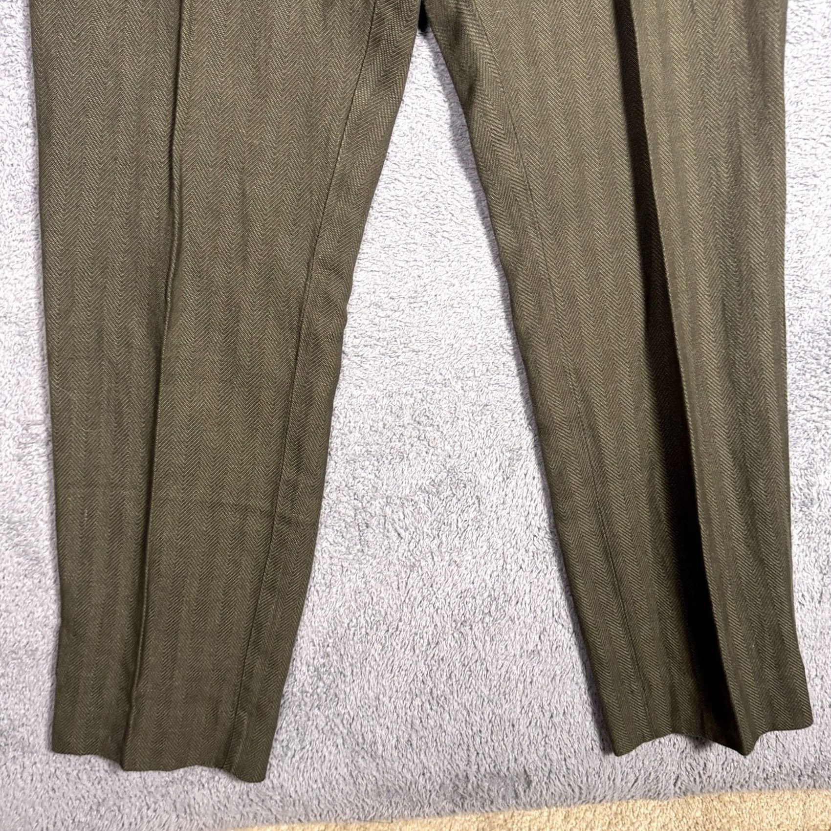 Banana Republic Banana Republic Women Wide Leg Pant High Rise Herringbone Green Linen Blend 32x34 Size 24" / US 00 / IT 34 - 2 Thumbnail