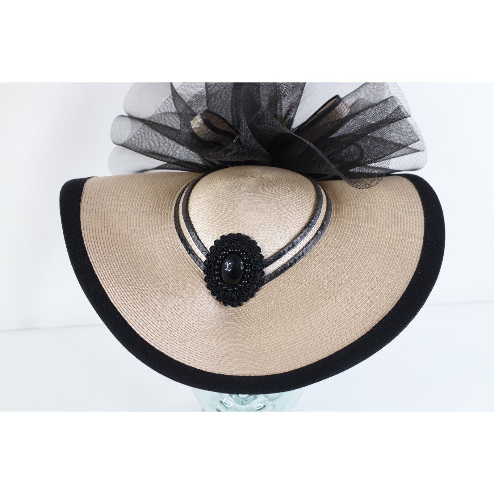 Vintage Vintage 80s 90s Wide Brim Brooch Kentucky Derby Church Hat Size ONE SIZE - 2 Thumbnail