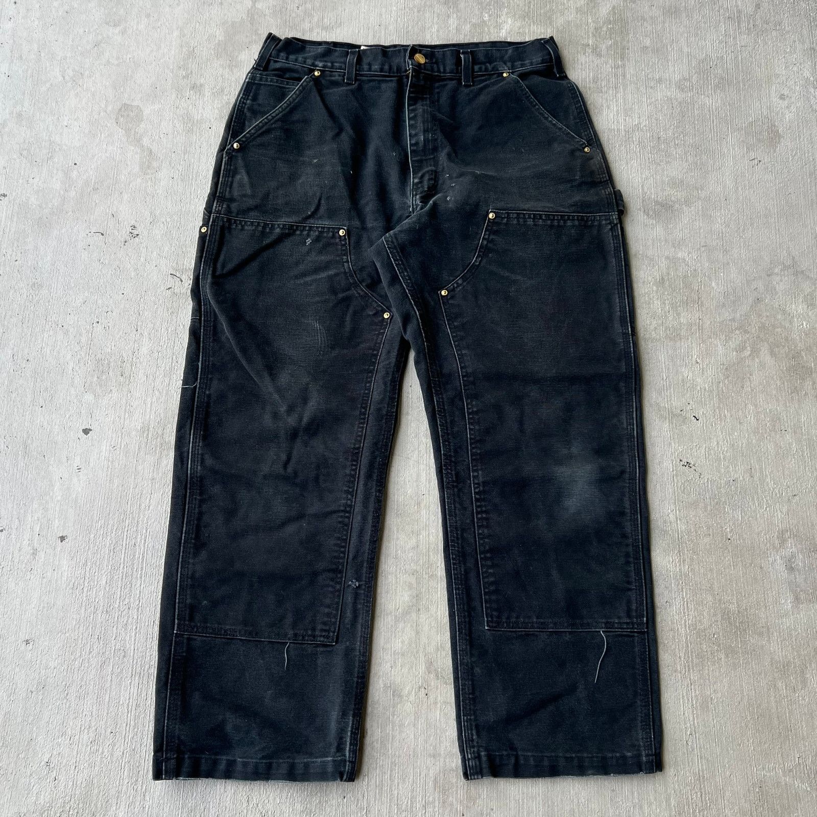 Carhartt × Vintage Carhartt faded black double knee work wear carpenter pants Size US 31 - 1 Thumbnail