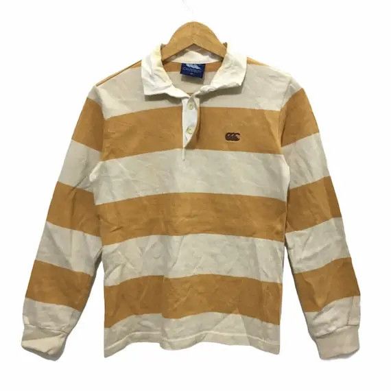 Vintage CANTERBURY New Zealand Rugby Striped Polo Tee Shirt