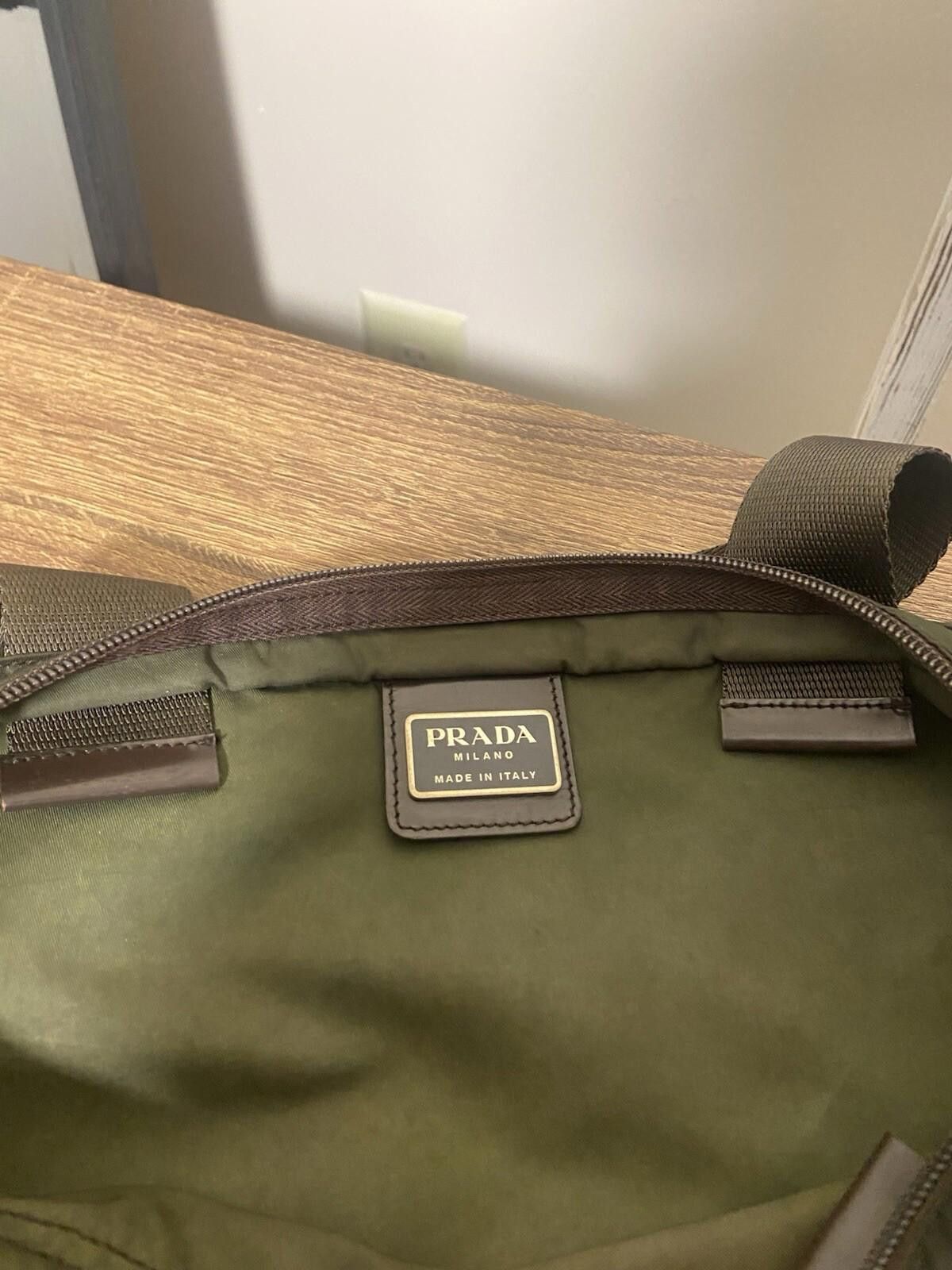 Prada Prada dark green brown nylon flat hand shoulder tote bag Size ONE SIZE - 11 Thumbnail