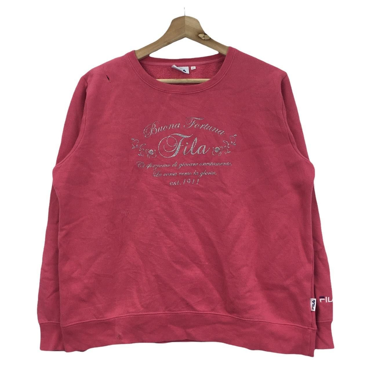 Fila Vtg 90’ FILA BIELLA ITALIA Center Logo Pink Sweatshirt Size L / US 10 / IT 46 - 1 Thumbnail
