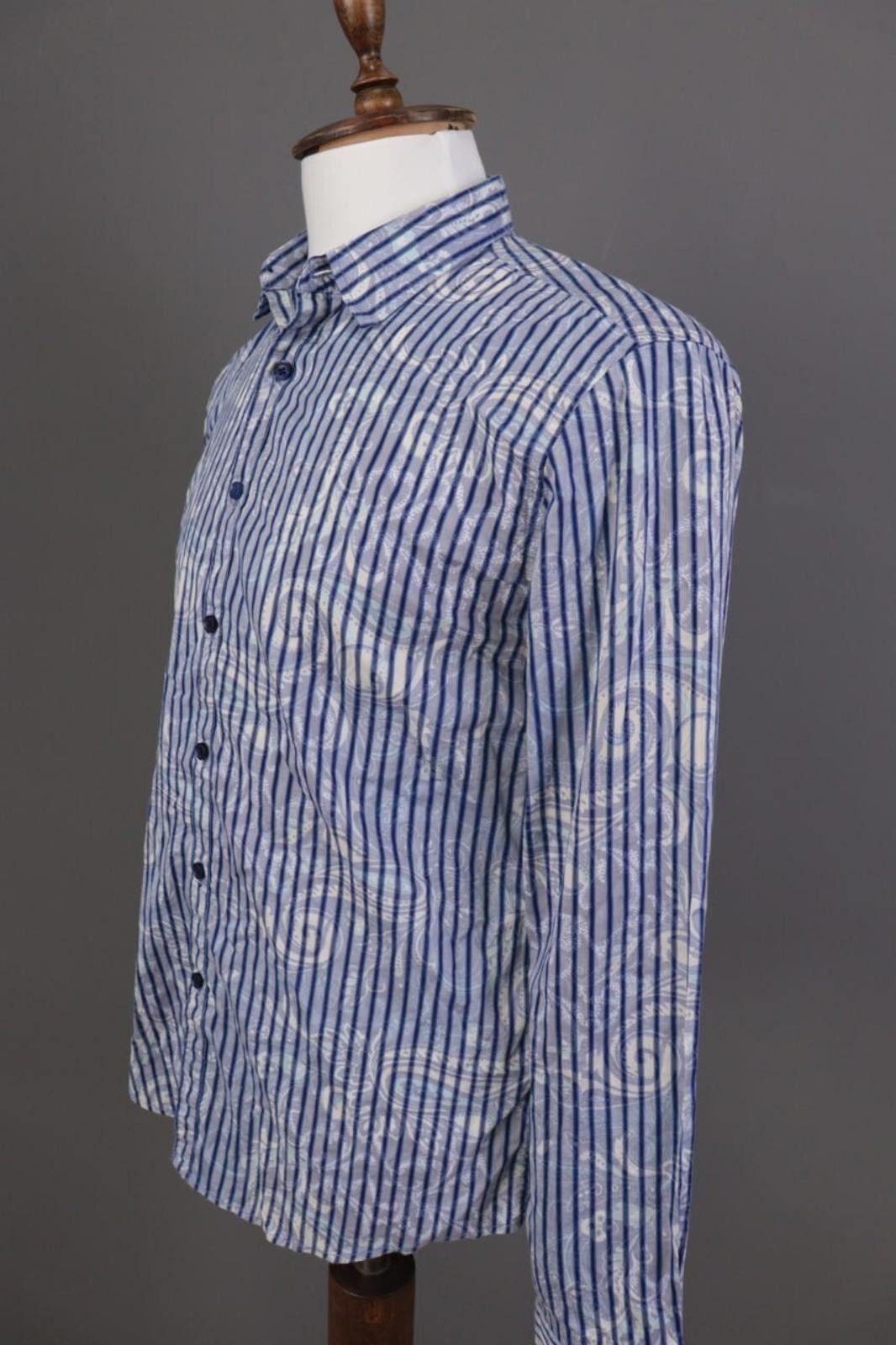 Desigual Desigual Regular Blue Striped Jasquard Down Shirt Size L Size US L / EU 52-54 / 3 - 5 Thumbnail