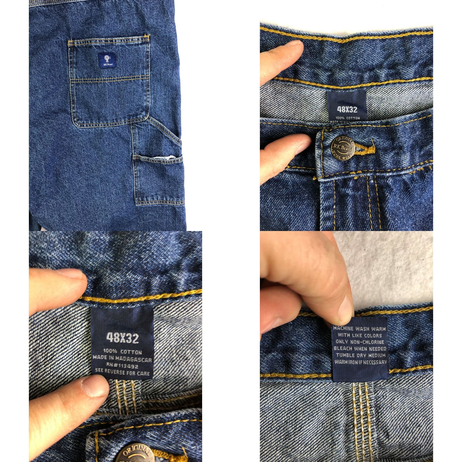 J Brand RK Brand Mid Rise Straight Leg Mens Size 48x32 Blue Denim Carpenter Jeans Size US 32 / EU 48 - 8 Thumbnail