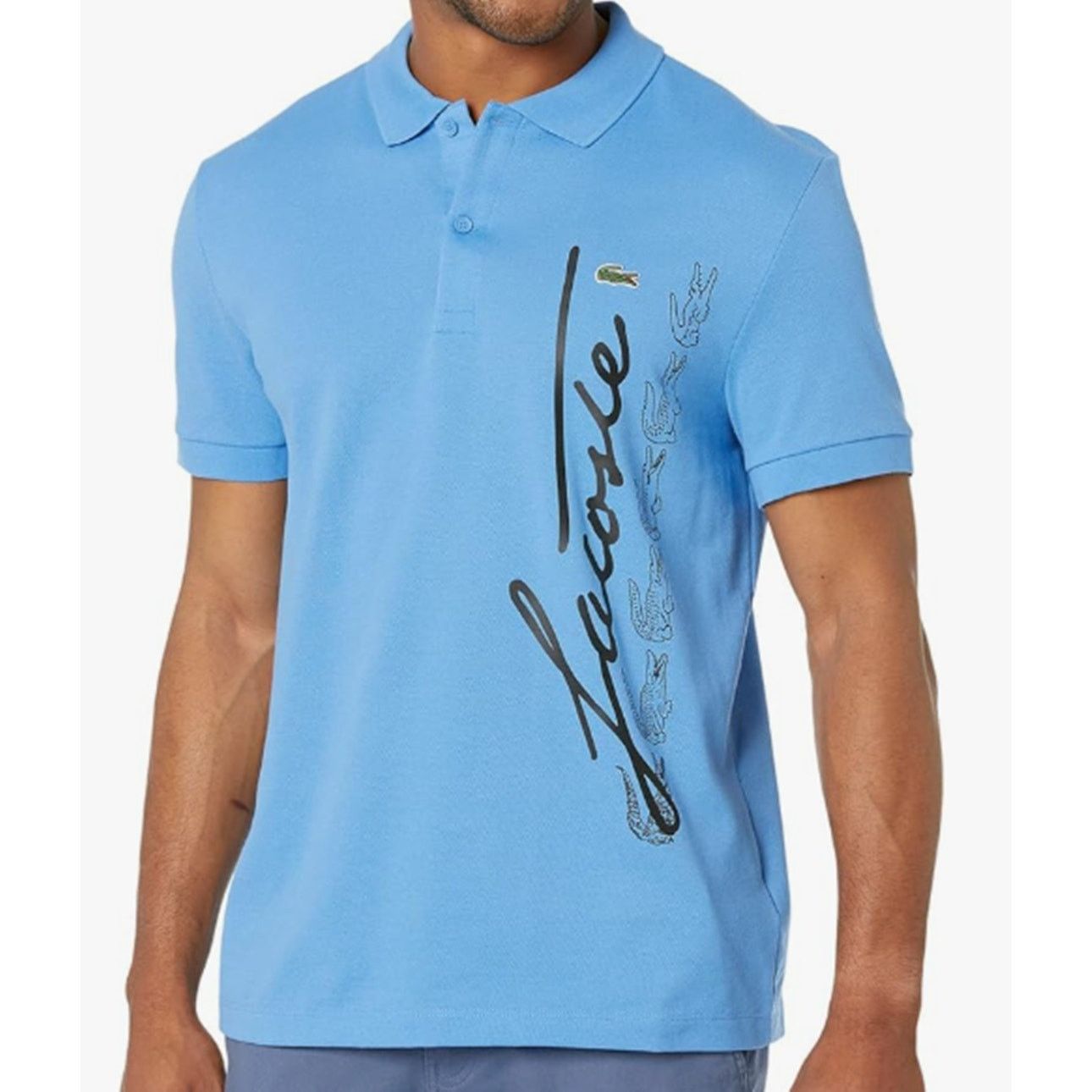 Lacoste Lacoste Men's Regular Fit Signature Cotton Pique Polo Blue S Size US S / EU 44-46 / 1 - 1 Thumbnail