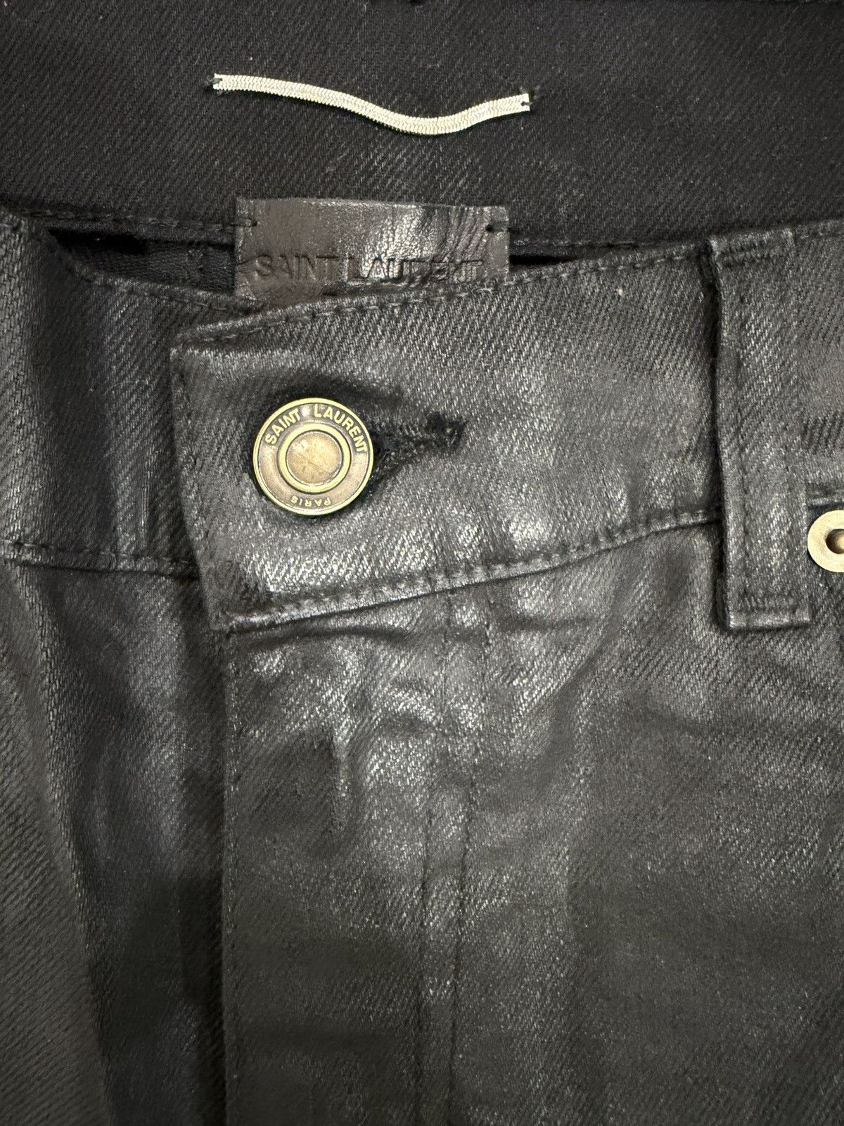 Saint Laurent Paris Saint Laurent Black Skinny Coated Denim Jeans size 33 Size US 33 - 2 Thumbnail