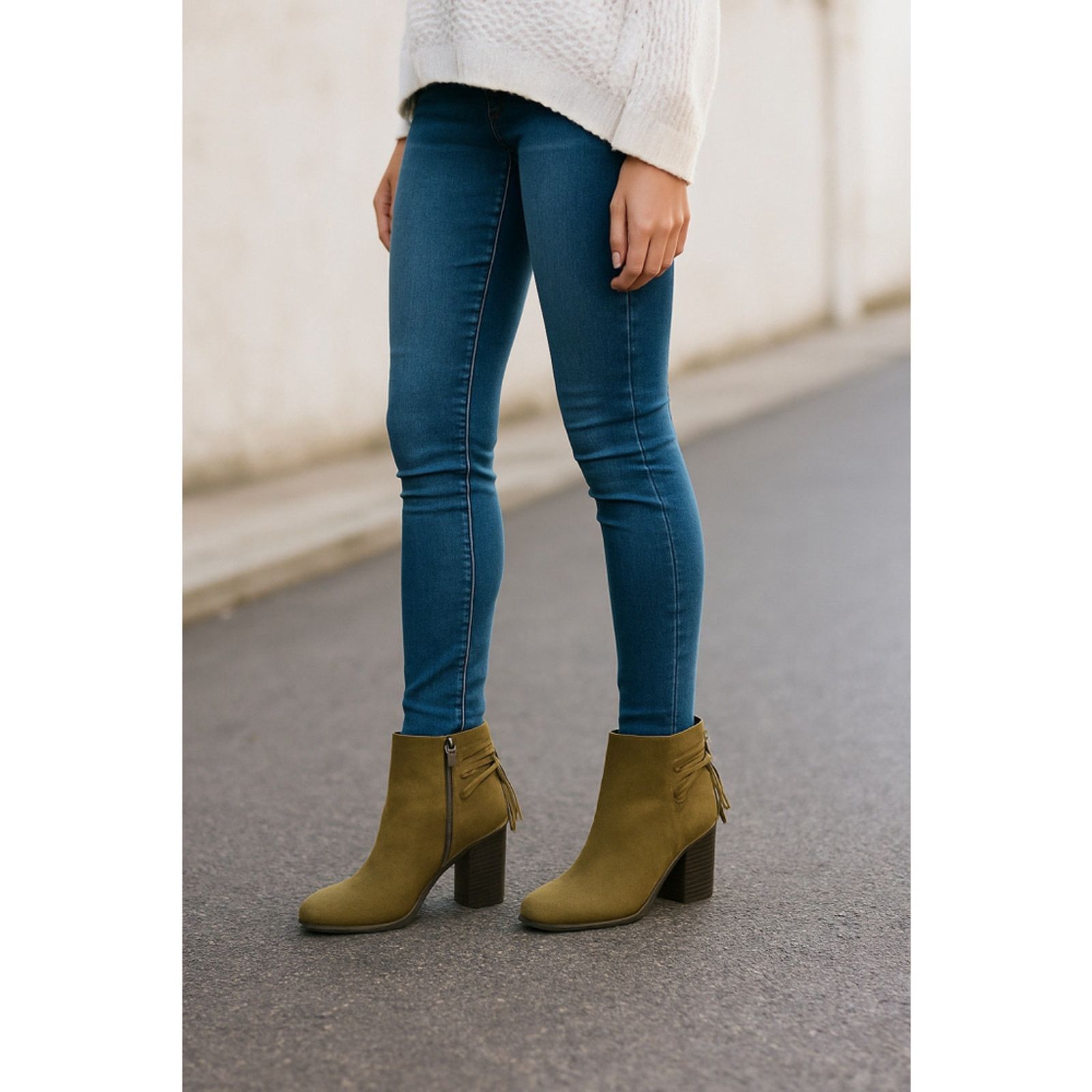 Other Boho Chic Olive Suede Block Heel Ankle Boots “Stacey” 7 Size US 7 / IT 37 - 1 Thumbnail