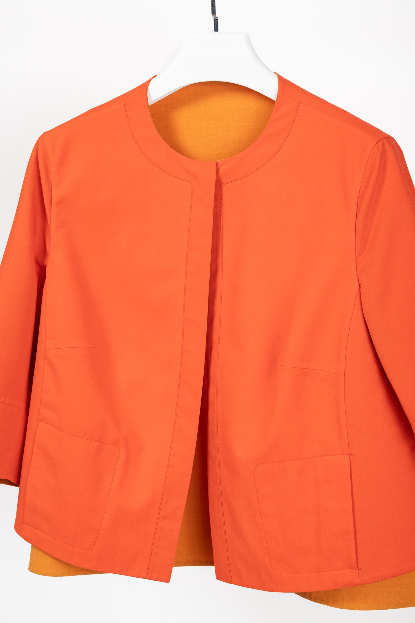 Akris Akris Reversible Firecracker Orange Cotton Trapeze Jacket Size XL / US 12-14 / IT 48-50 - 5 Thumbnail