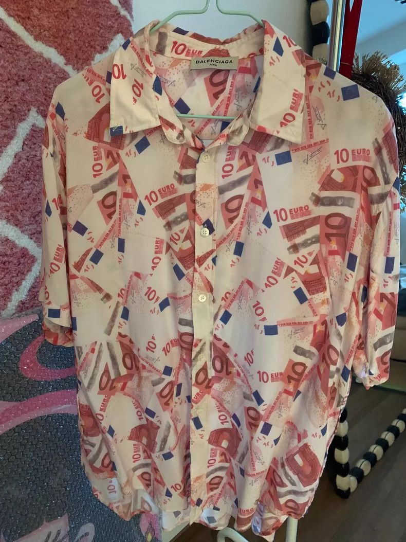 Balenciaga Balenciaga Short Sleeve Shirt with Euro Print- DMC Size US L / EU 52-54 / 3 - 1 Thumbnail