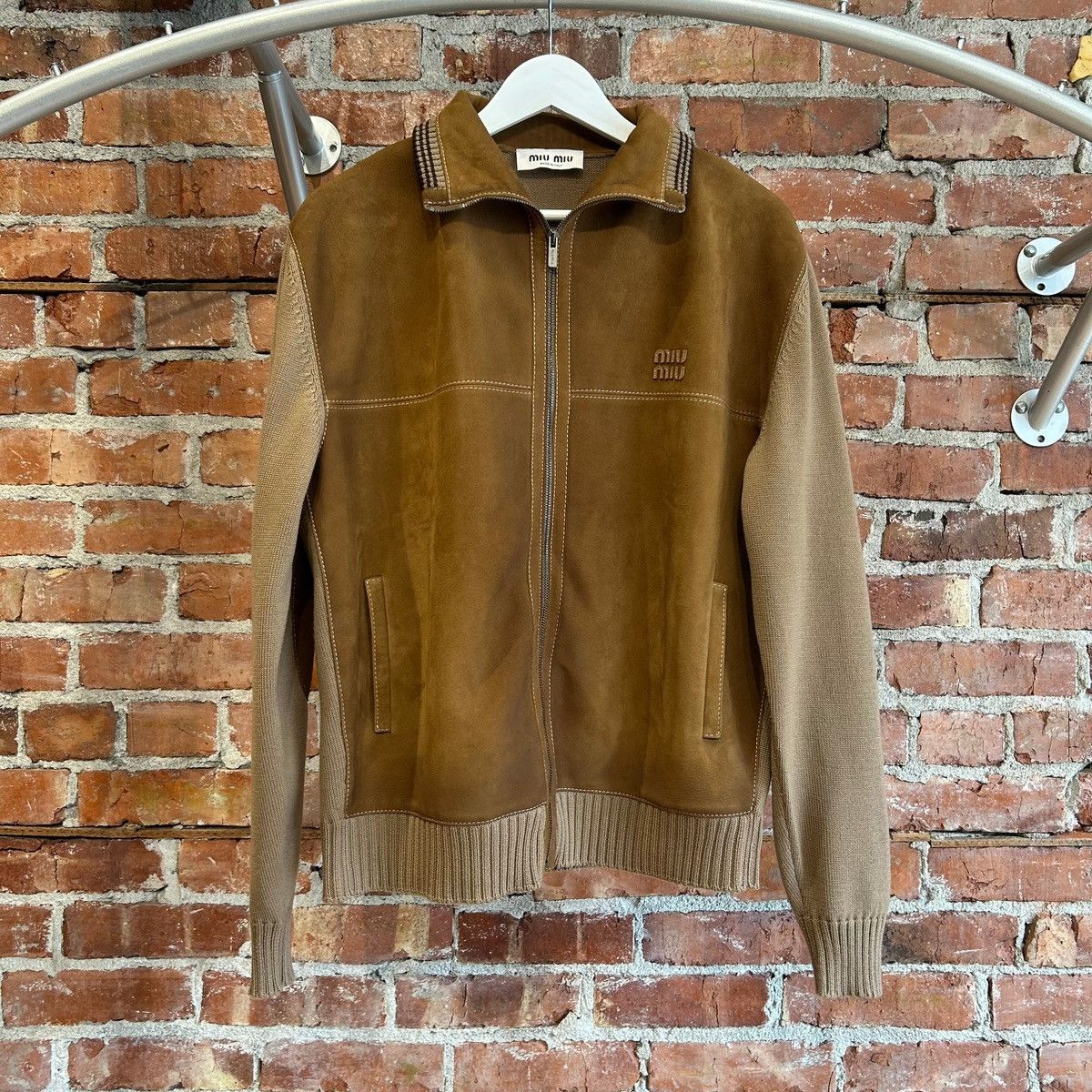 Miu Miu MIU MIU FW25 HIGH NECK SUEDE PANEL JACKET ‘BROWN’ Size US M / EU 48-50 / 2 - 1 Thumbnail