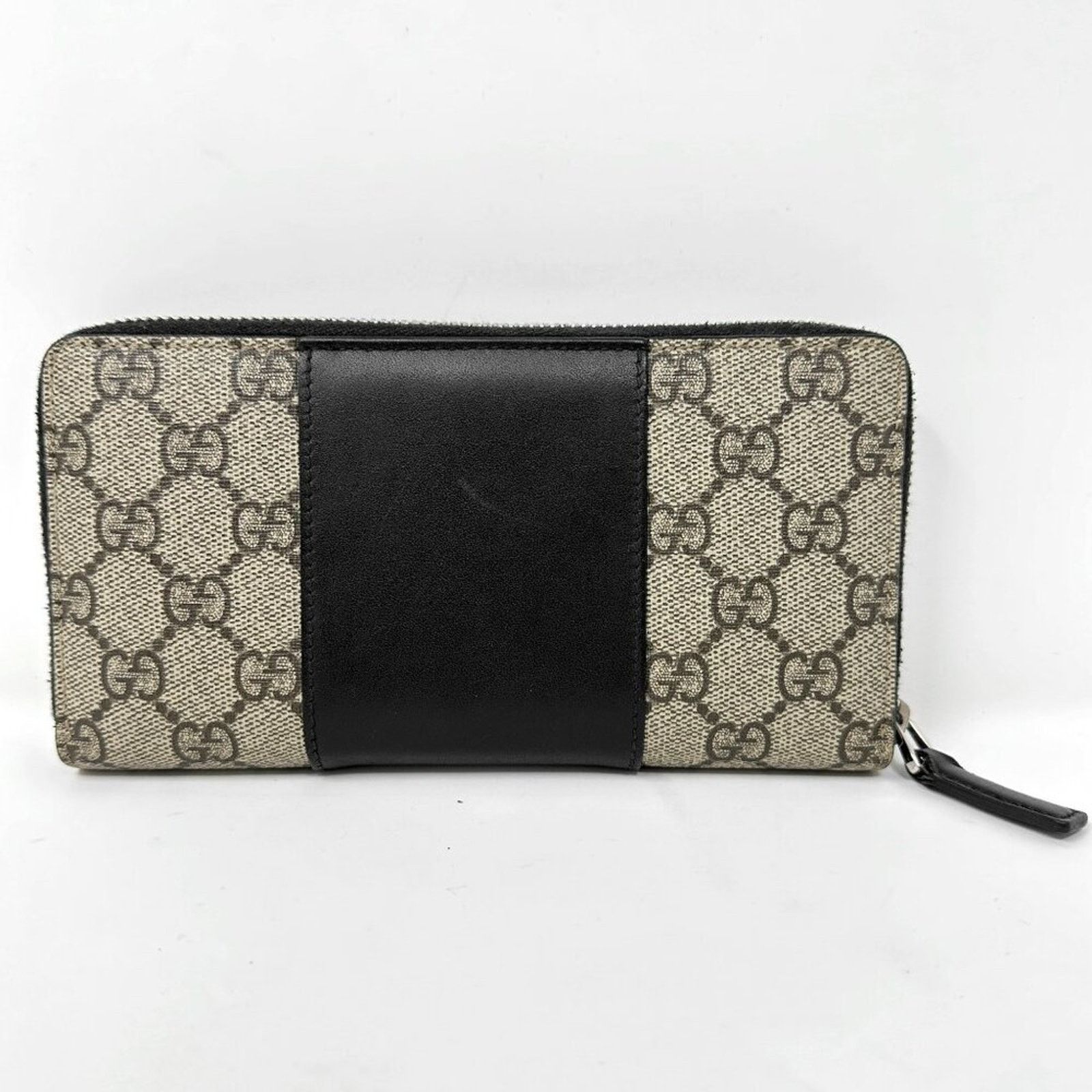Gucci Gucci Supreme Monogram Logo Zip-Around Wallet Black Leather Size ONE SIZE - 7 Thumbnail