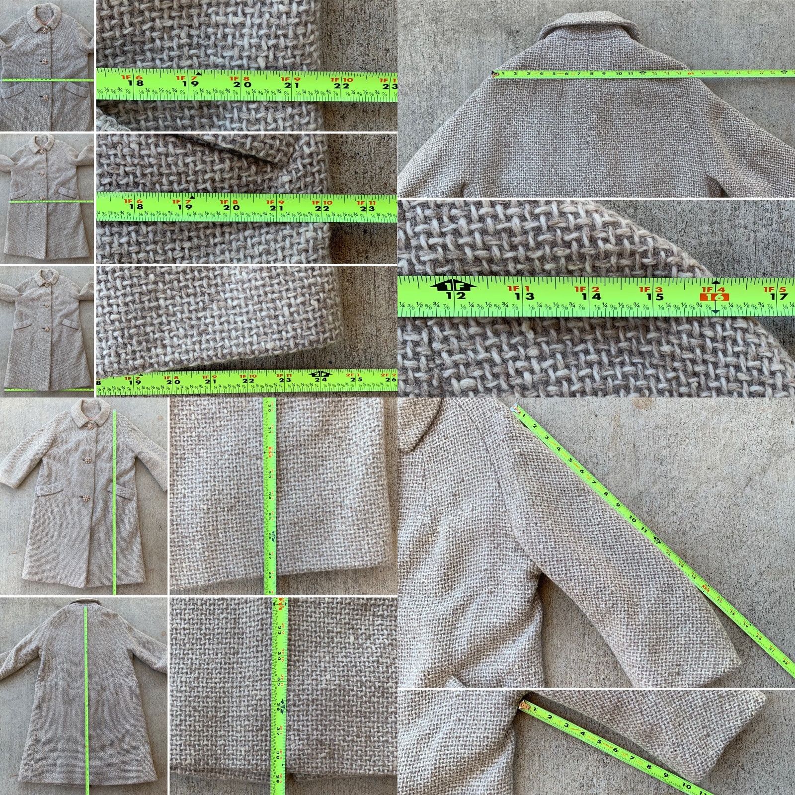 Vintage VINTAGE Union Label 1950s Coat Ladies Wool Tweed M/L Beige Rockabilly USA" Size M / US 6-8 / IT 42-44 - 8 Thumbnail