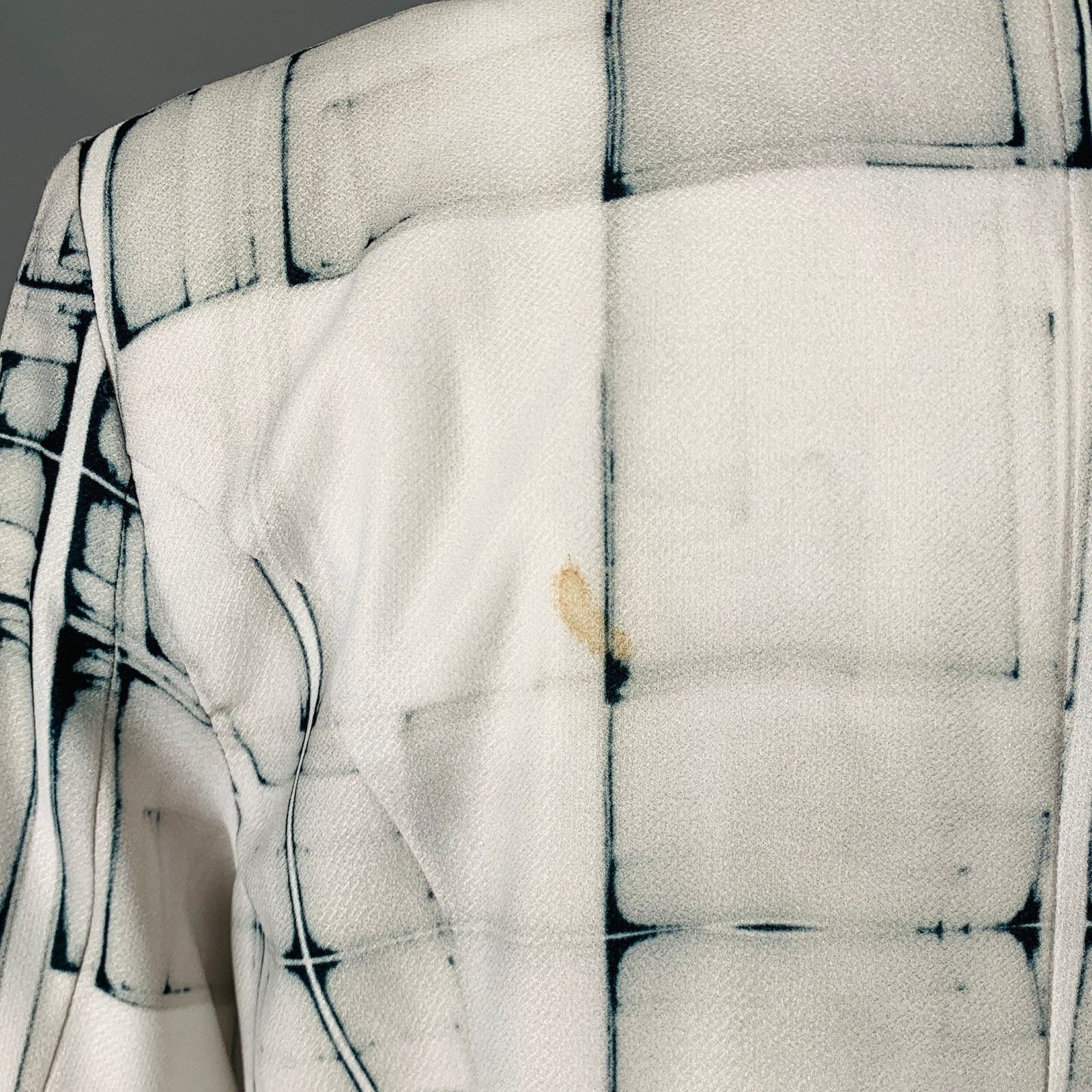 Other SIMON CHANG Size 6 White Grey Polyester Blend Squares Jacket Size M / US 6-8 / IT 42-44 - 5 Thumbnail
