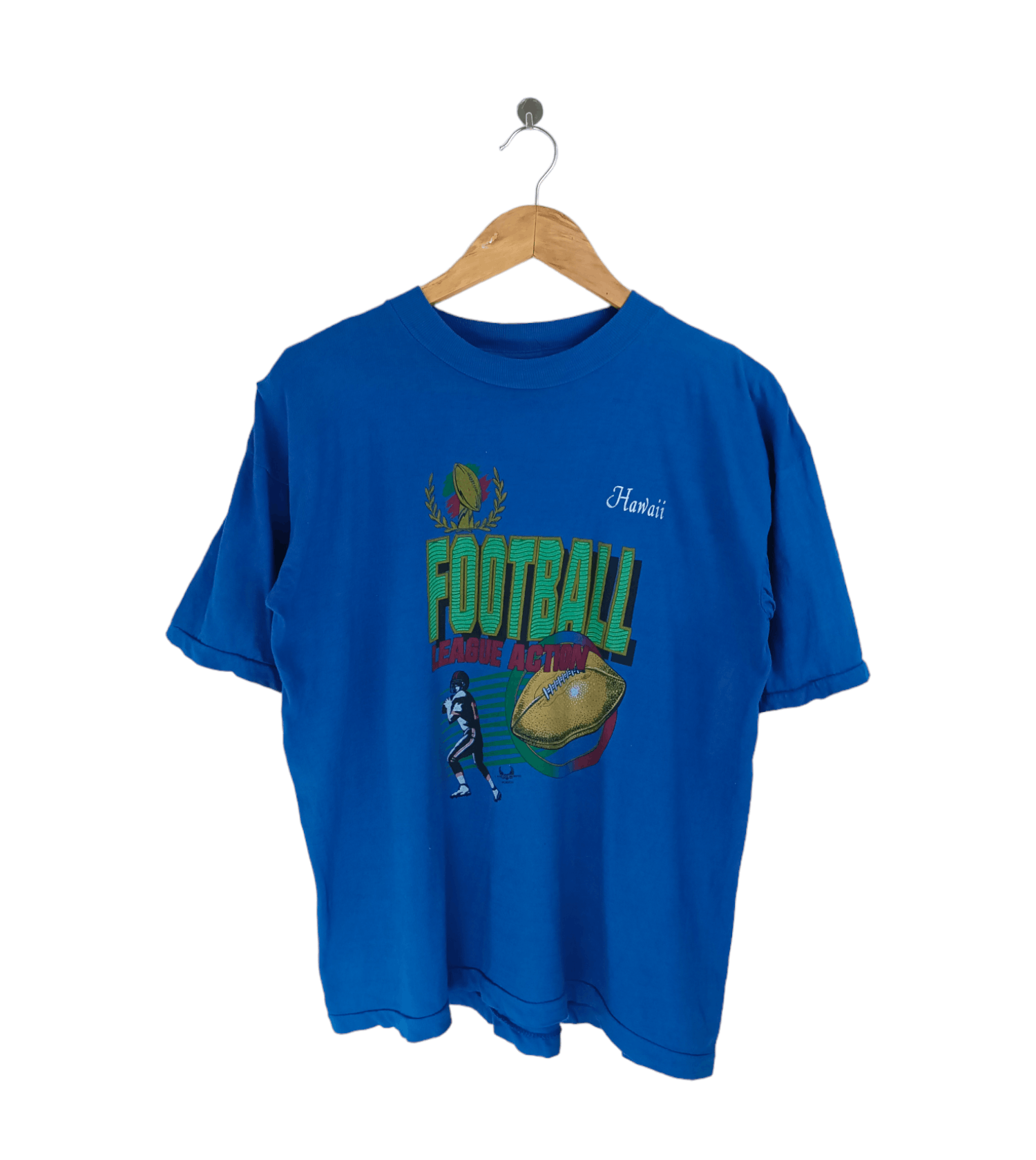 VINTAGE 90'S BOXY HAWAII FOOTBALL LEAGUE ACTION T VERY RARE