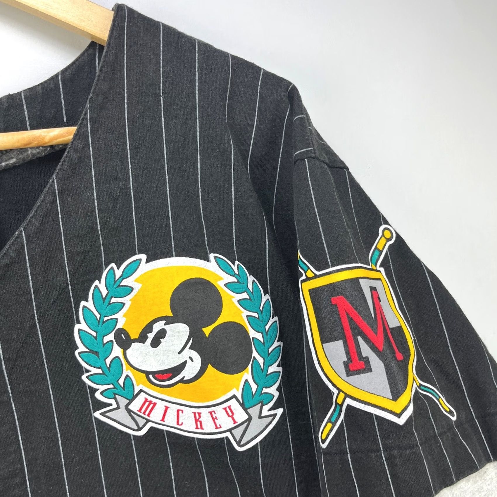 Disney VINTAGE Mickey Mouse Disney Baseball Jersey T-Shirt Large L Men Black 90s Pinstripe Disney Mens Size US L / EU 52-54 / 3 - 5 Thumbnail
