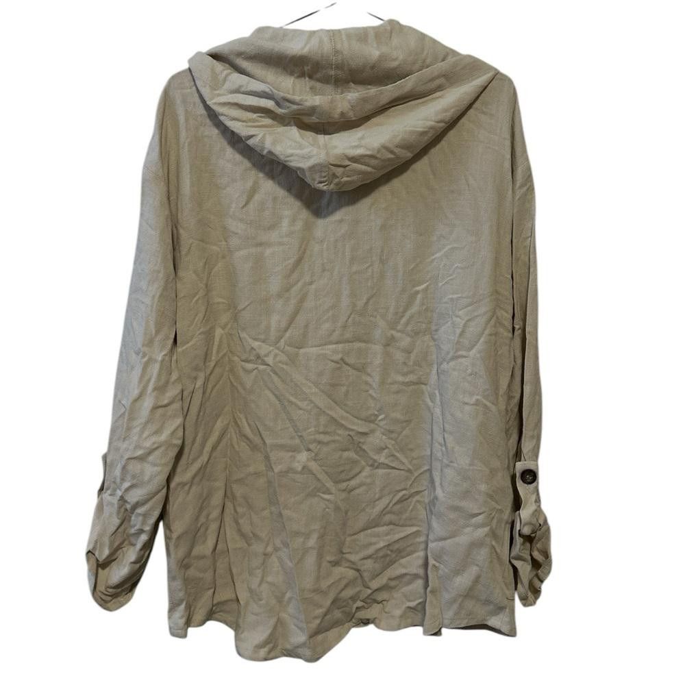 Designer BNWT Beige Hooded Linen Button-Up Jacket - Size M Size M / US 6-8 / IT 42-44 - 2 Thumbnail