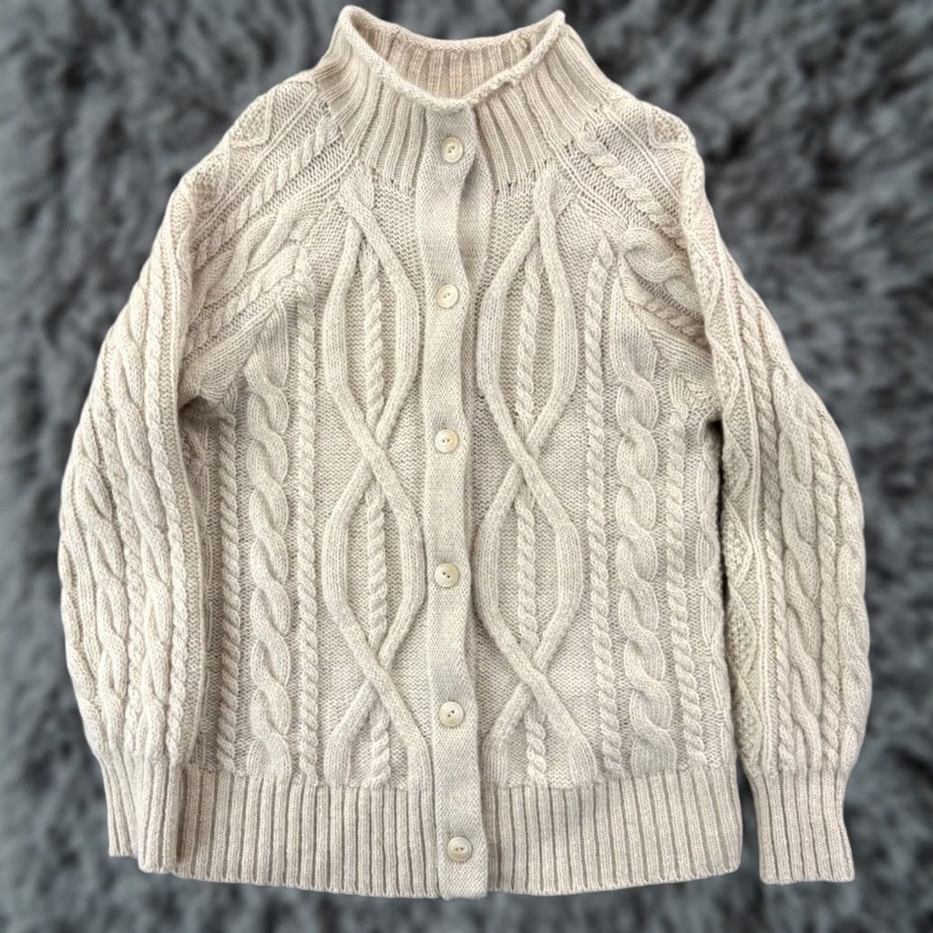 Vintage VINTAGE LL Bean Sweater Womens Medium Petite Ivory Mock Neck Wool Alpaca Cardigan Preppy Size M / US 6-8 / IT 42-44 - 1 Thumbnail