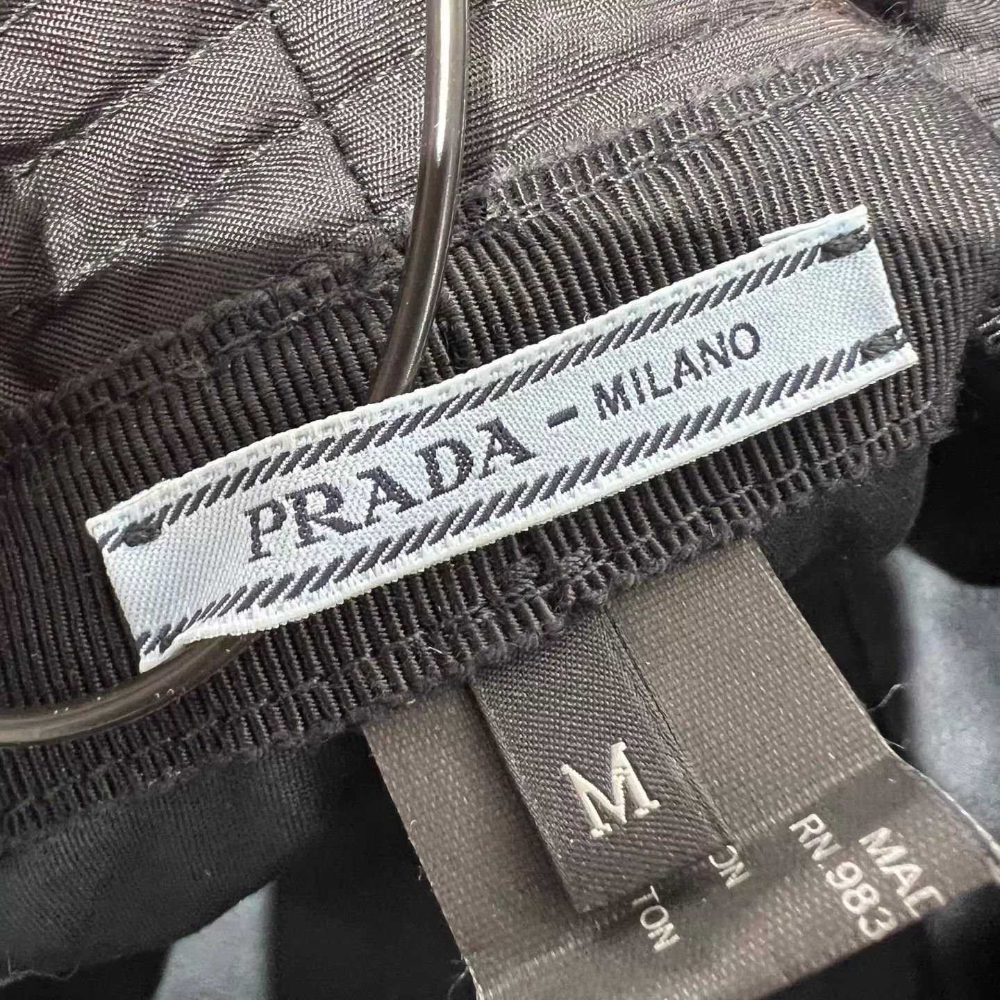 Prada PRADA tri logo men's black nylon fisherman DY7865 M Size ONE SIZE - 4 Thumbnail