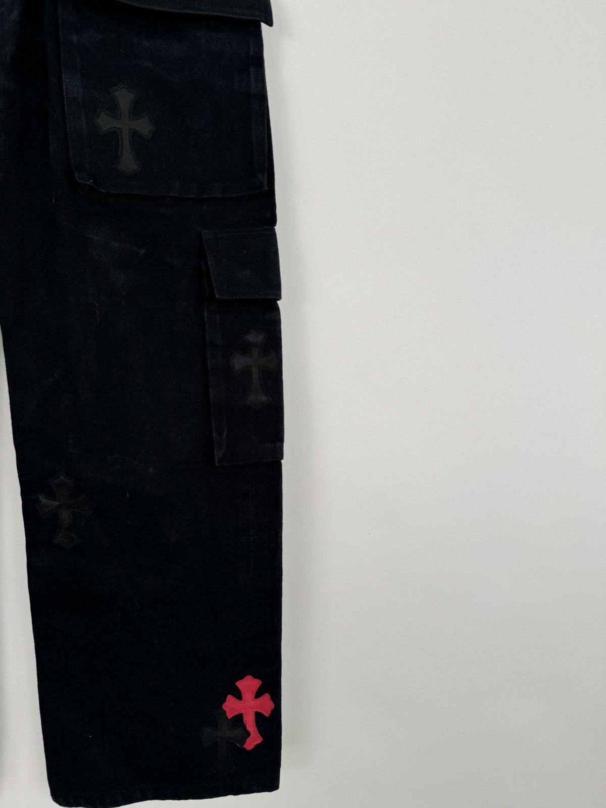 Chrome Hearts 🚭1/1 Vintage VIP Custom🚭 20 Silver Cargo Black Red Cross Size US 33 - 11 Thumbnail