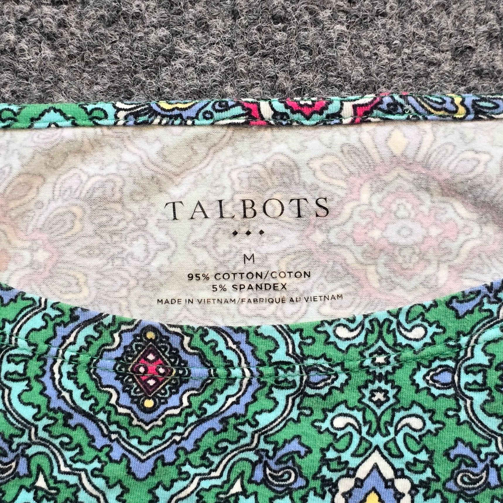 Talbots Talbots Top Shirt Womens Medium Green Boat Neck 3/4 Sleeve Stretchy Casual Size M / US 6-8 / IT 42-44 - 3 Thumbnail