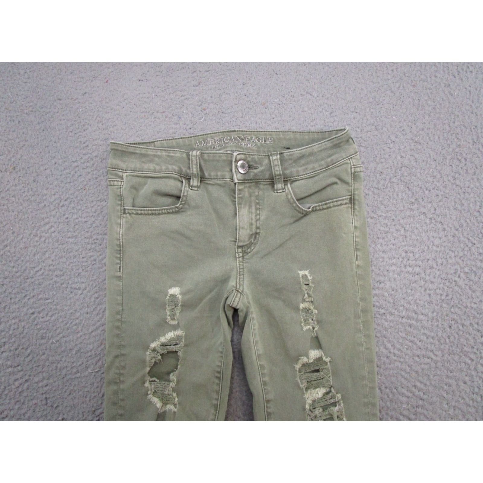 American Eagle Outfitters American Eagle Outfitters Jegging Jeans Women's 4 Green Olive Stretch Distressed 5-Pocket Denim Cotton Blend Regular Size Type: Regular Gender: Women Size 27" / US 4 / IT 40 - 3 Thumbnail