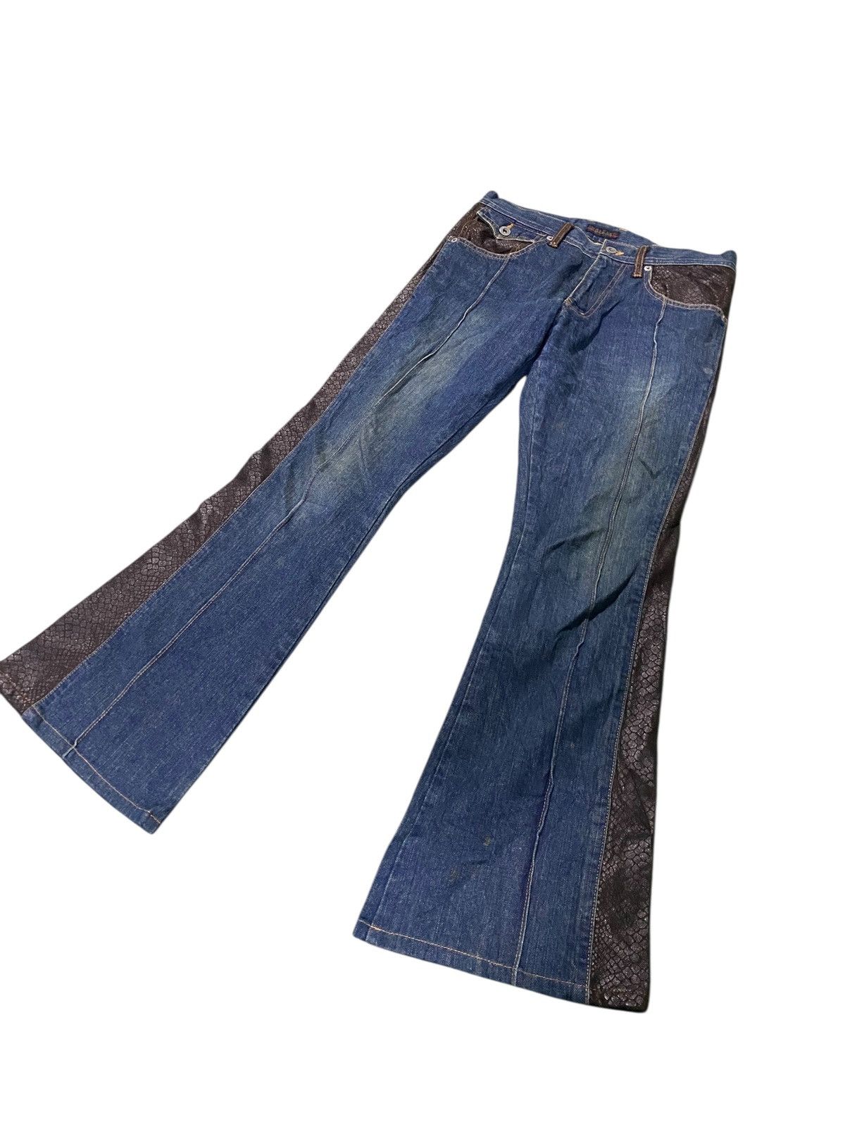 Morgan Homme Morgan Homme Denim Jeans snake Leather Biker Flare Bootcut Size US 32 / EU 48 - 4 Thumbnail