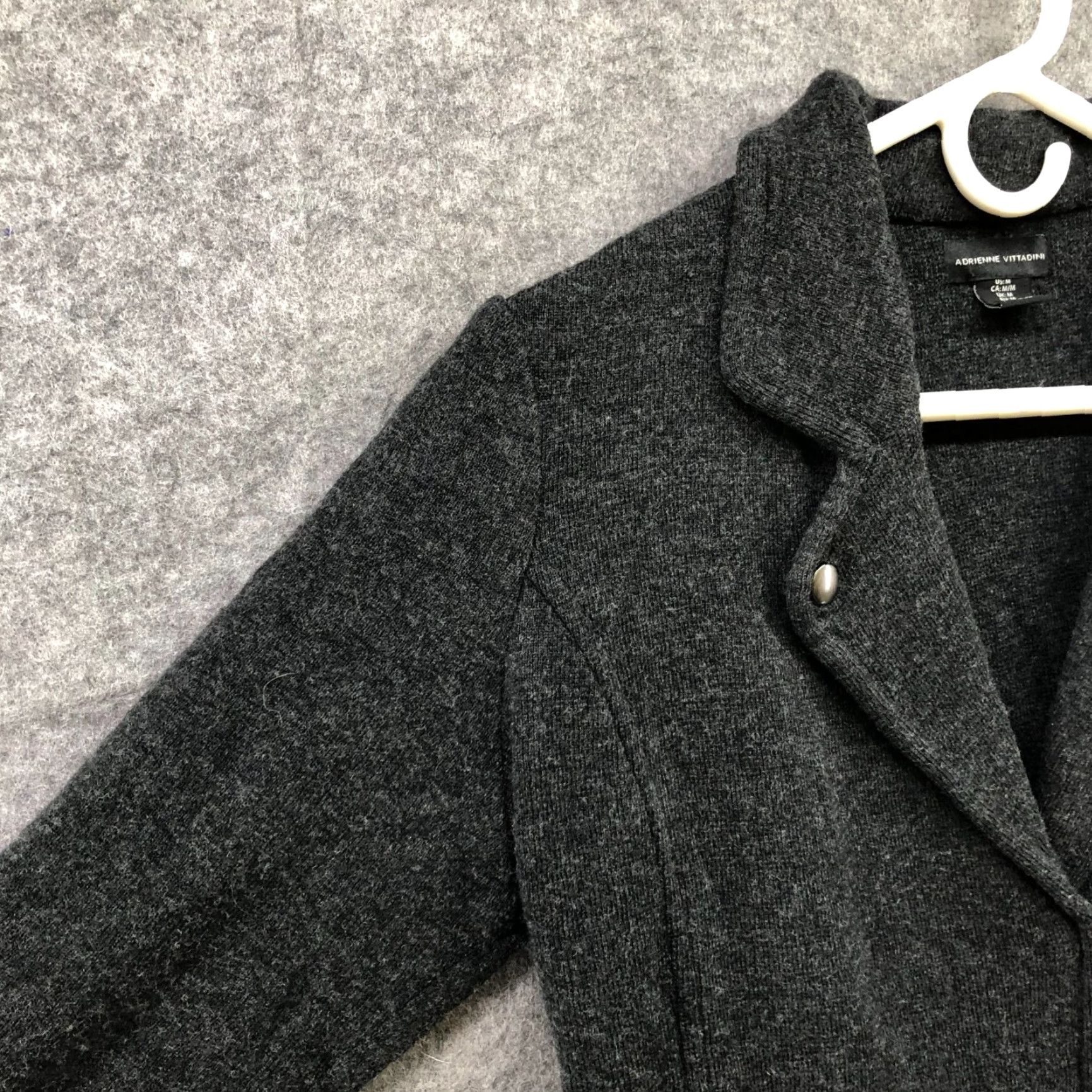 Vintage Adrienne Vittadini Knit Moto Jacket Womens M Gray Merino Wool Blend Sweater Jacket Size M / US 6-8 / IT 42-44 - 5 Thumbnail