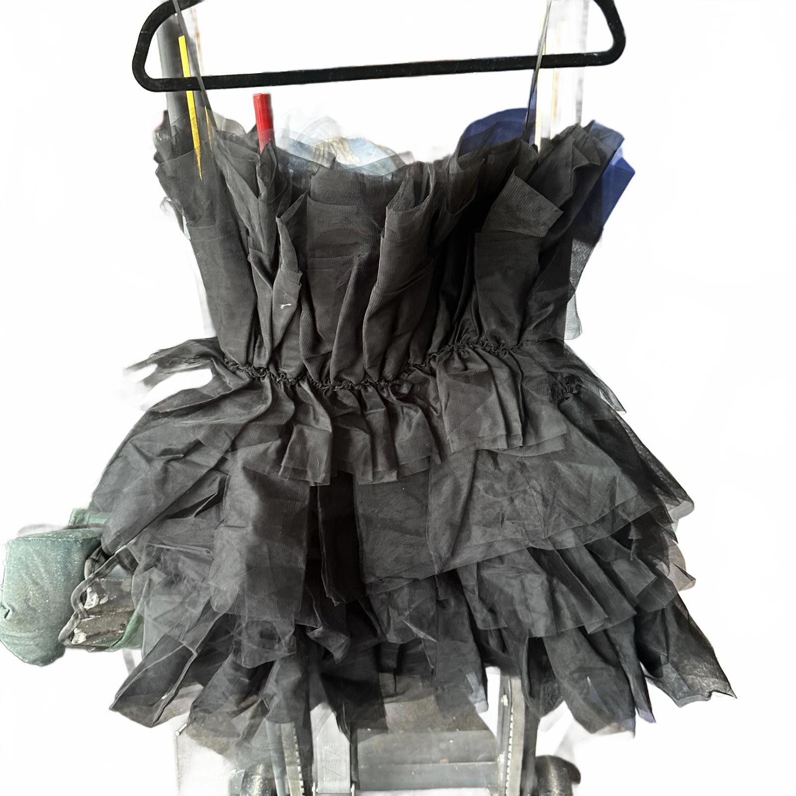 Designer Francesca's Black Tulle Ruffled Dress - Medium Size M / US 6-8 / IT 42-44 - 1 Thumbnail