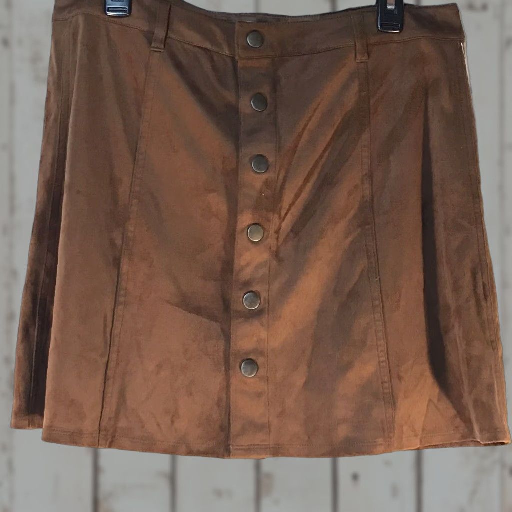 Vintage Love Fire Brown Snap Front Skirt Women's Size 16 Knee Length Comfort Casual Workwear Size 38" / US 16 / IT 52 - 1 Thumbnail